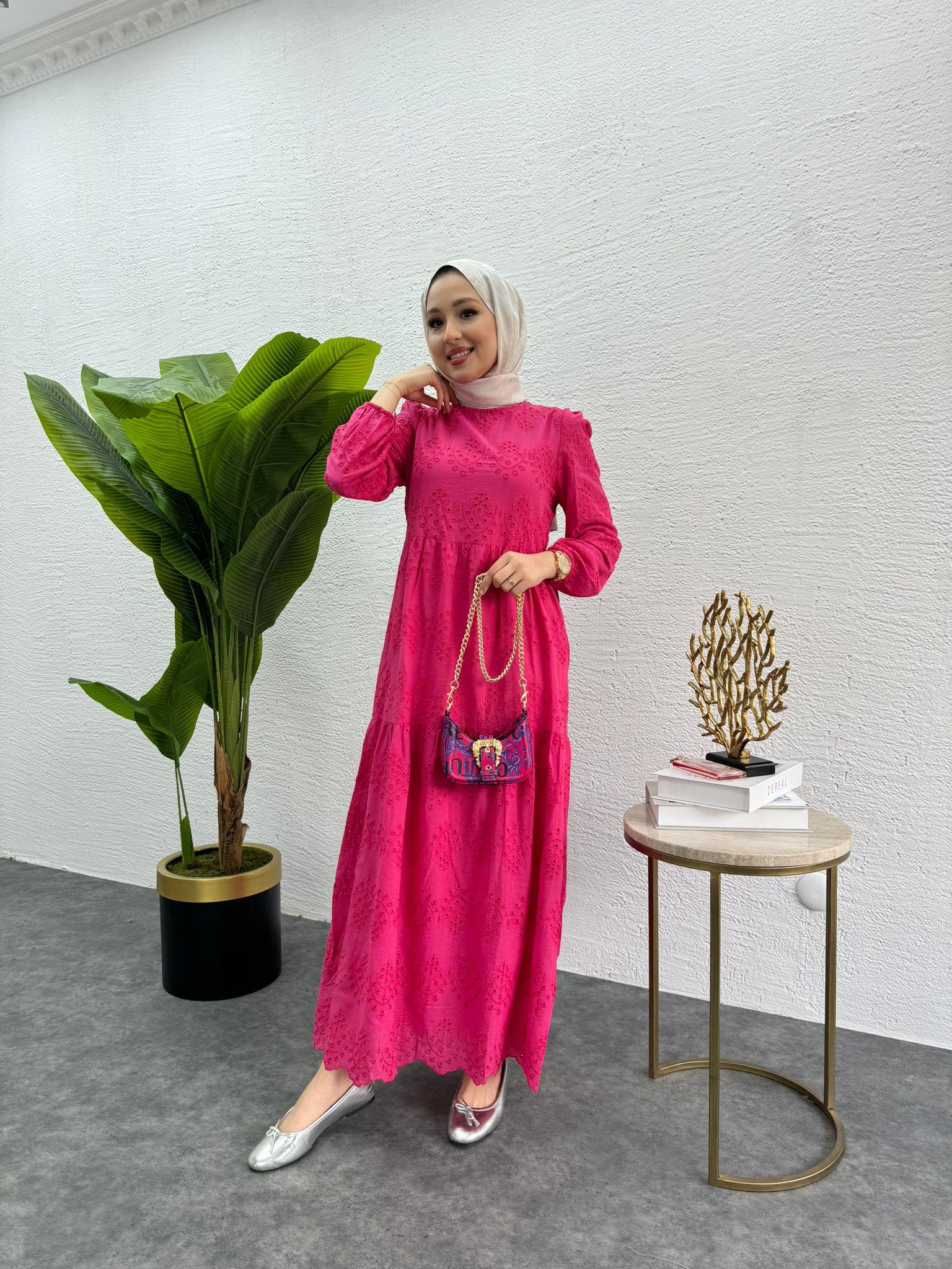 MEYSADESIGN ELBİSELER Fisto Elbise Fuşya