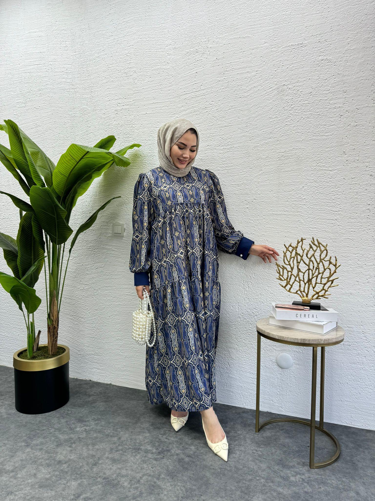 MEYSADESIGN ELBİSELER İnci Düğmeli Etnik Elbise