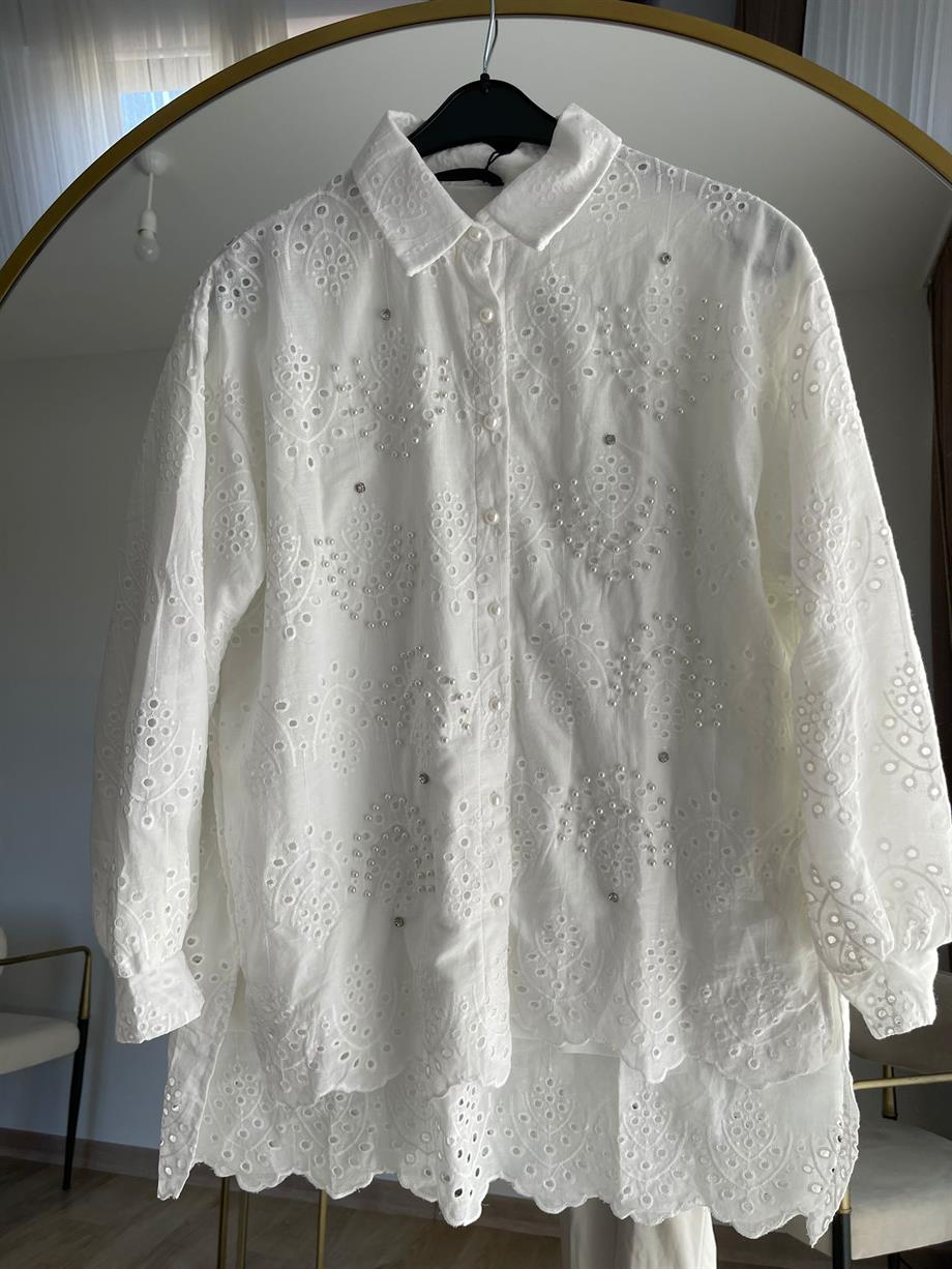 İncili Taşlı Fisto Gömlek Beyaz | Meysadesign | En Trend Kadın Giyim  Mağazası | Yeni Sezonda Modern Güçlü ve Minimal - Bu Aya Özel Fiyatlar