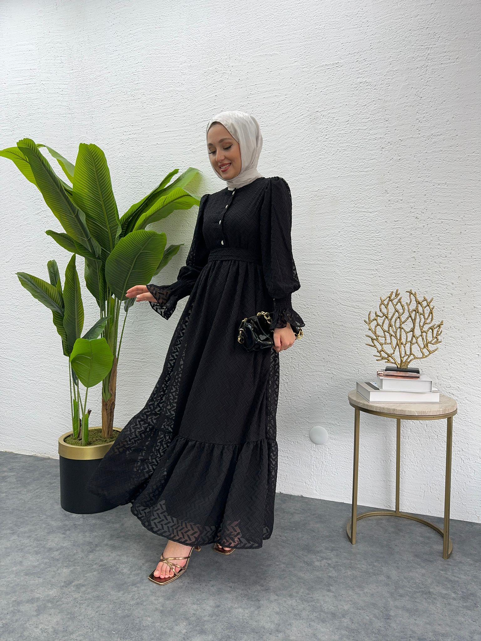 MEYSADESIGN ELBİSELER Lady Şifon Elbise Siyah