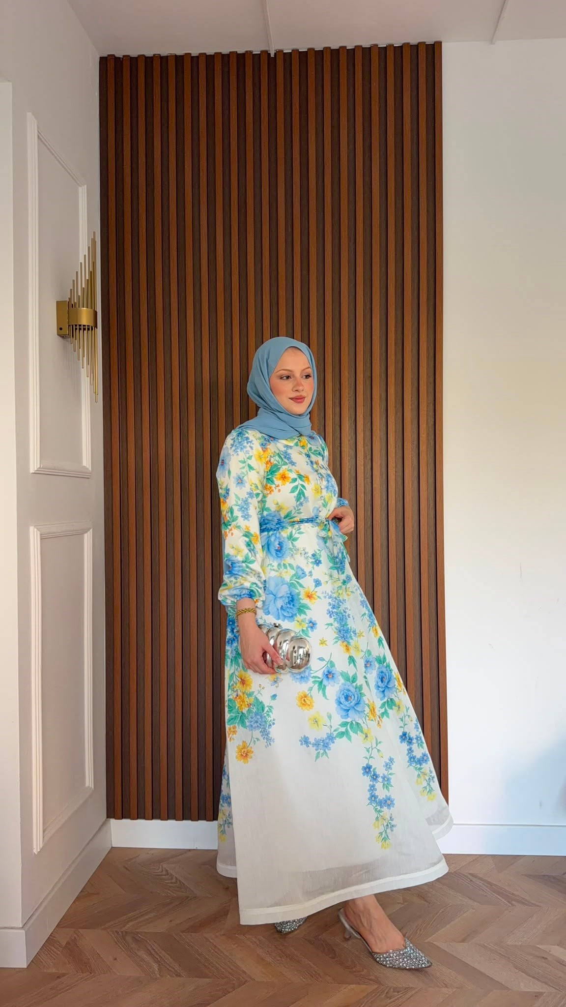 MEYSADESIGN ELBİSELER Lavinya Çiçekli Elbise Bebe Mavisi