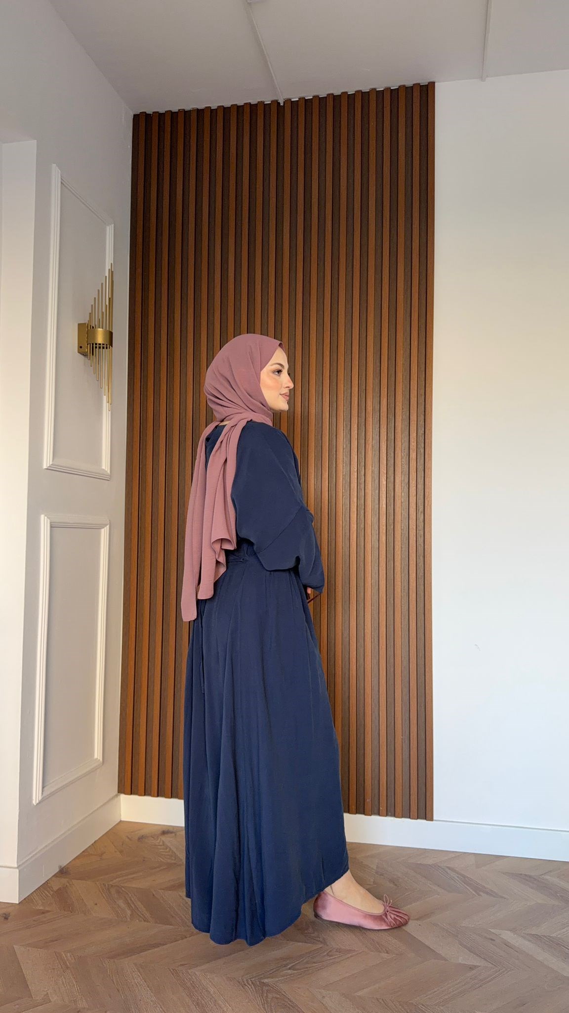 MEYSADESIGN DRESSES Maya Beli Pensli Vual Elbise Lacivert