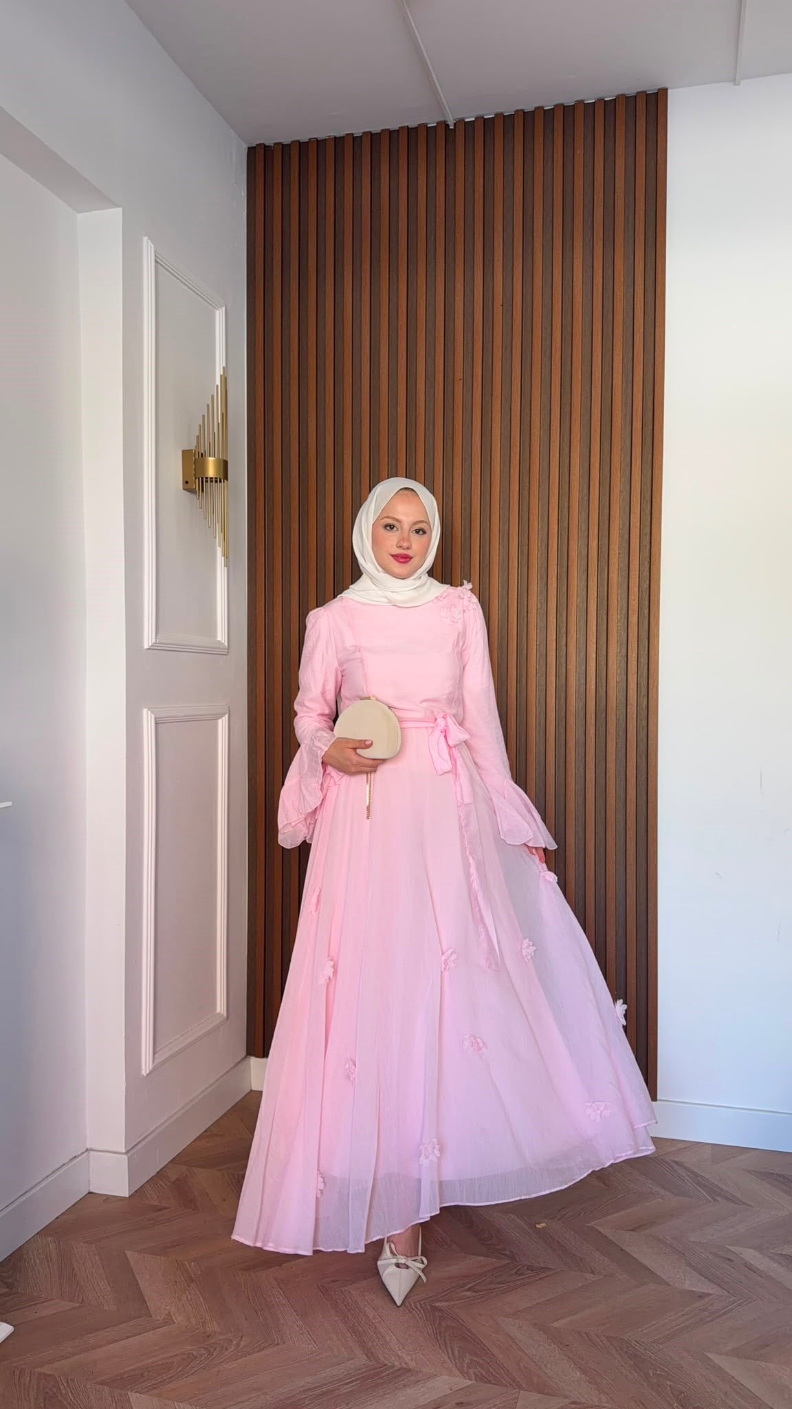 MEYSADESIGN ELBİSELER Papatya Vual Elbise Pembe
