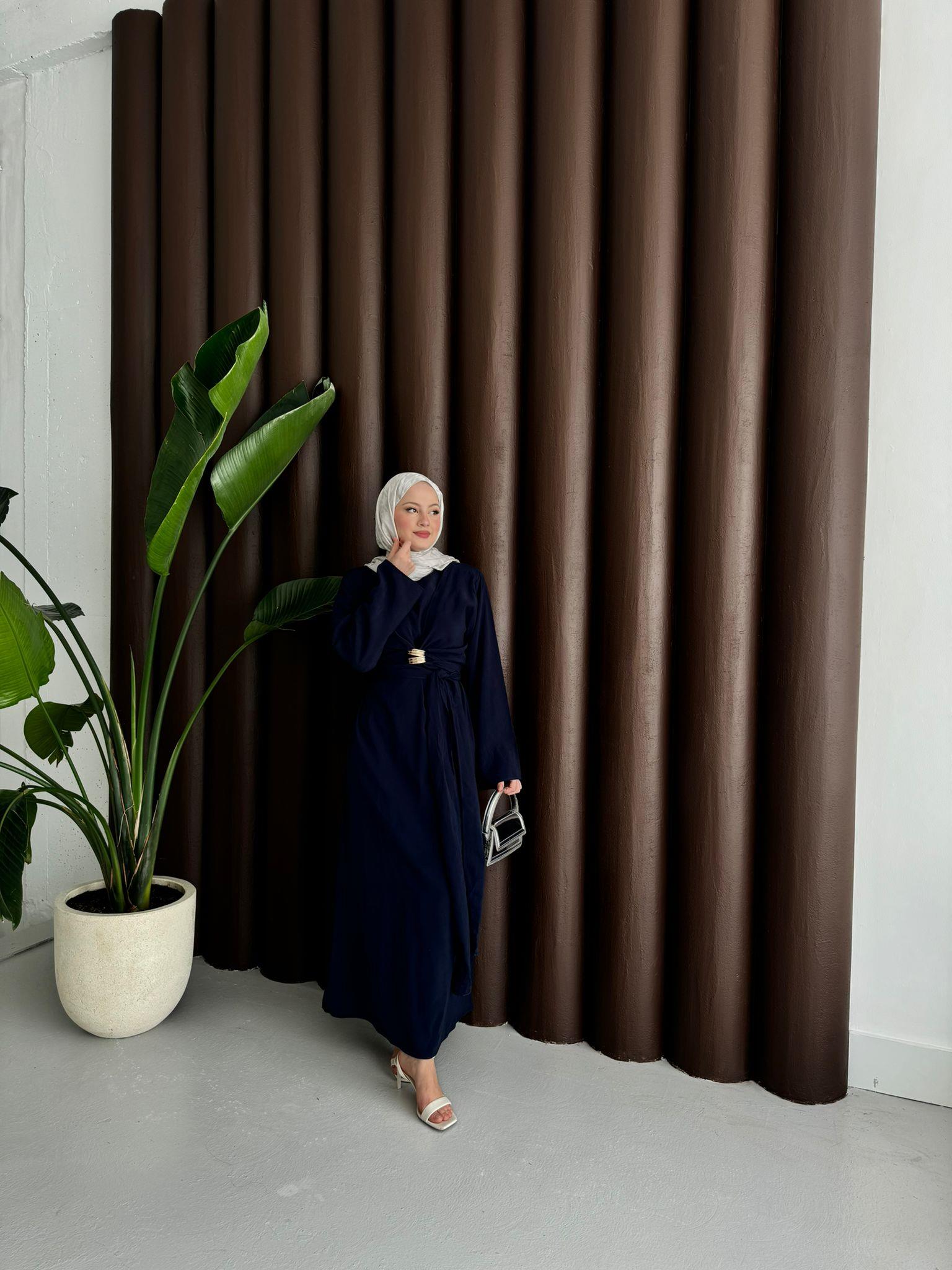 Princess Gold Kemer Detaylı Tensel Elbise Lacivert