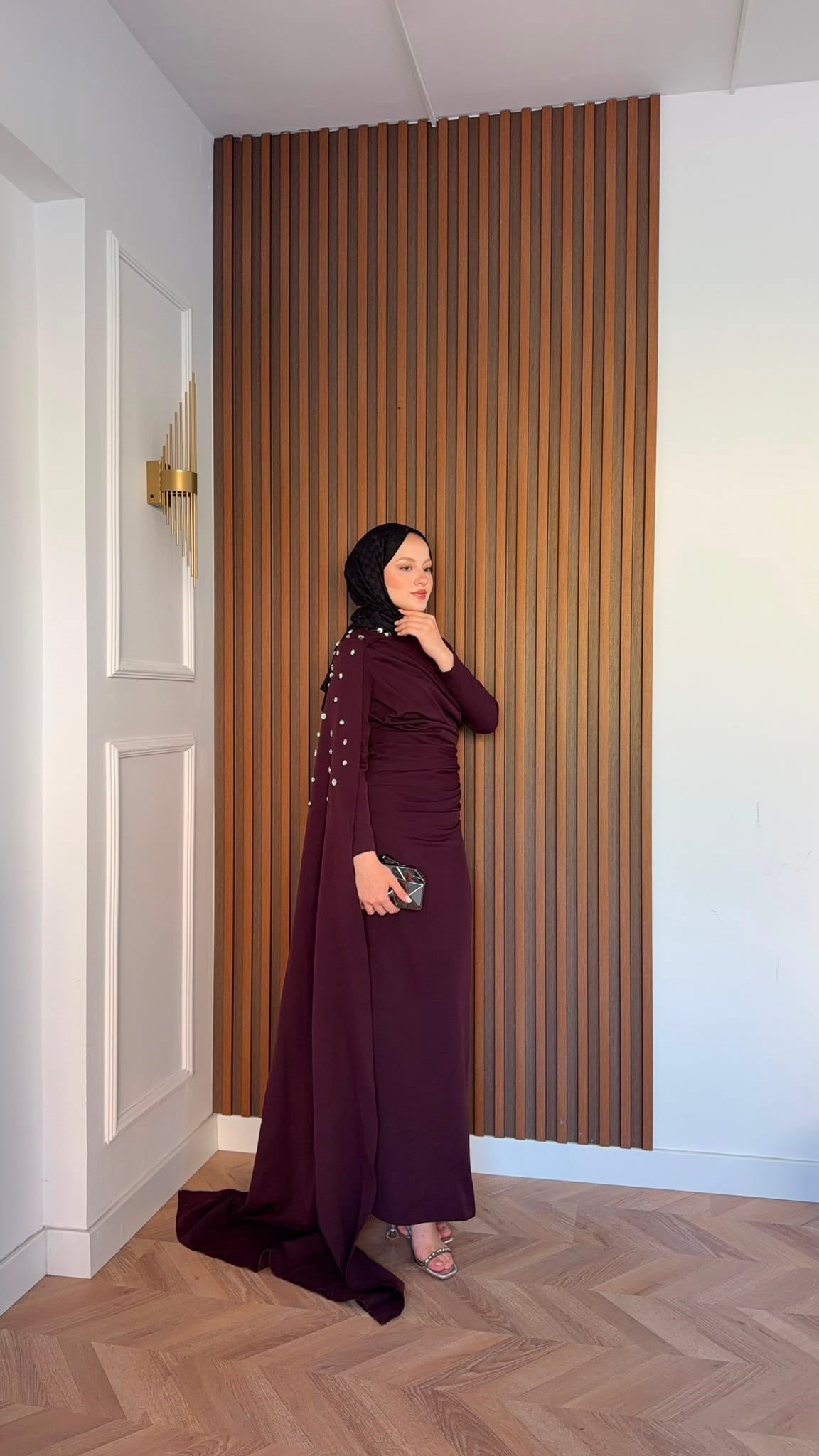 MEYSADESIGN ELBİSELER Qui Taşlı Abiye Bordo