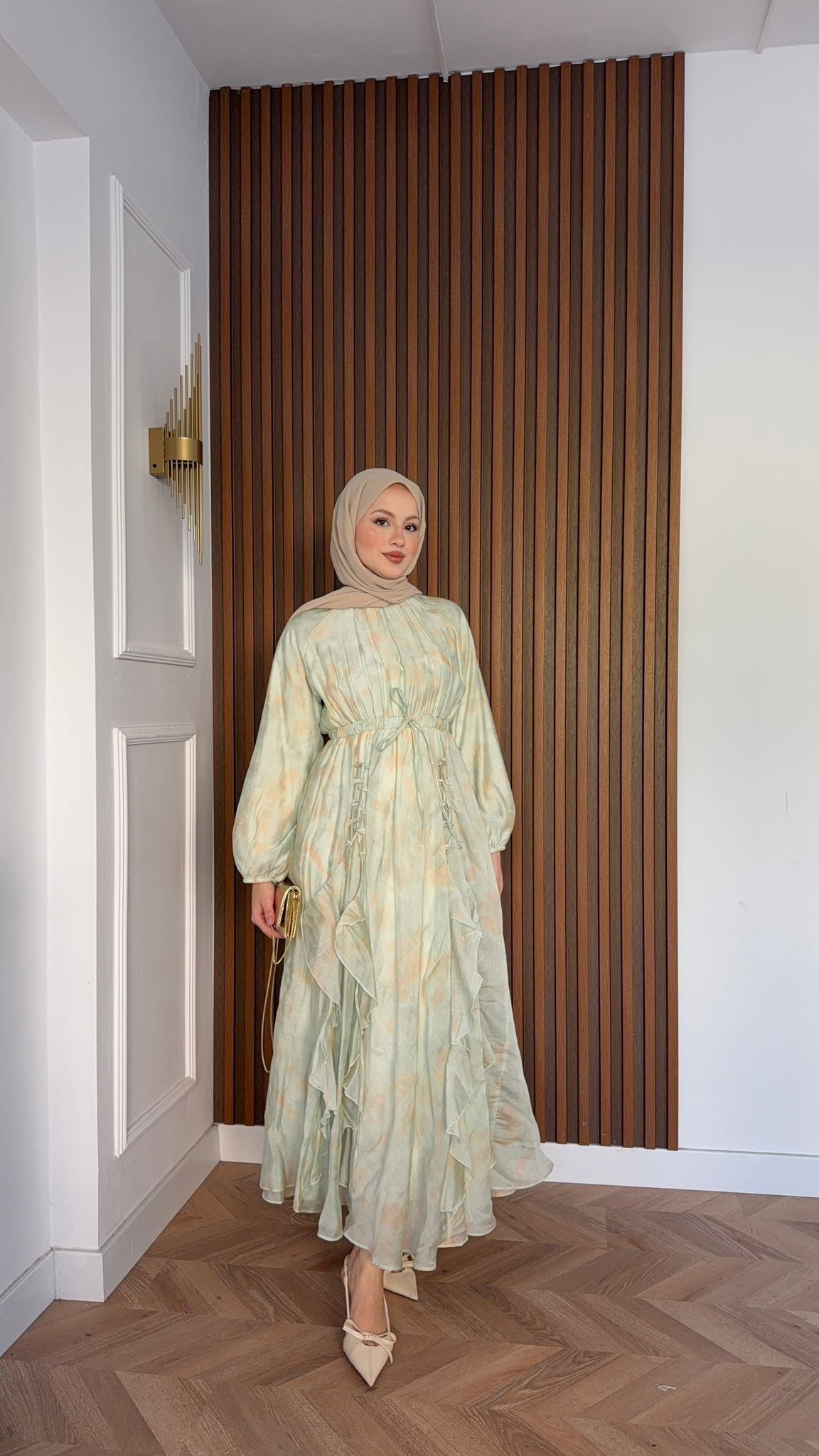 MEYSADESIGN ELBİSELER Salda Volanlı Elbise Mint