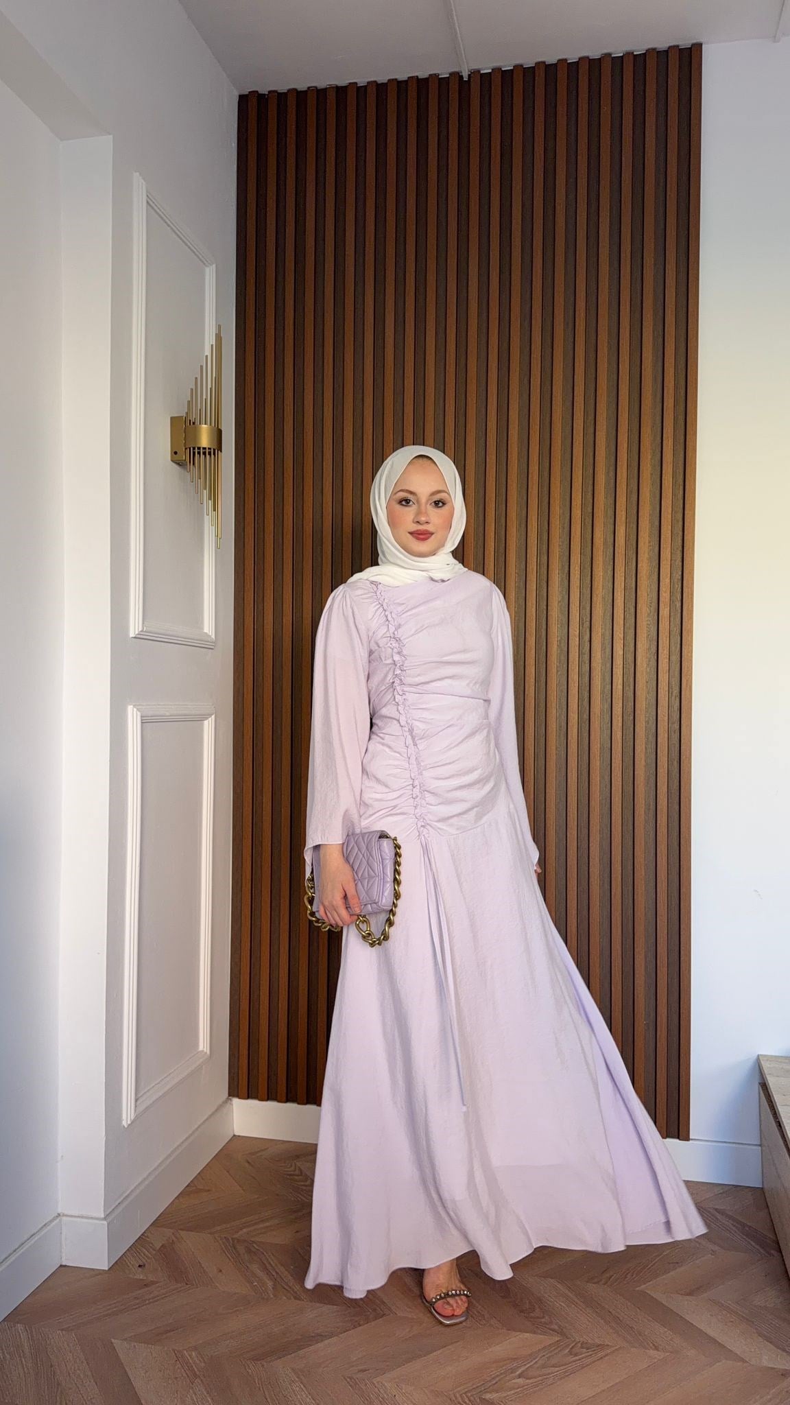 MEYSADESIGN DRESSES Selvi Büzgülü Tensel Elbise Lila