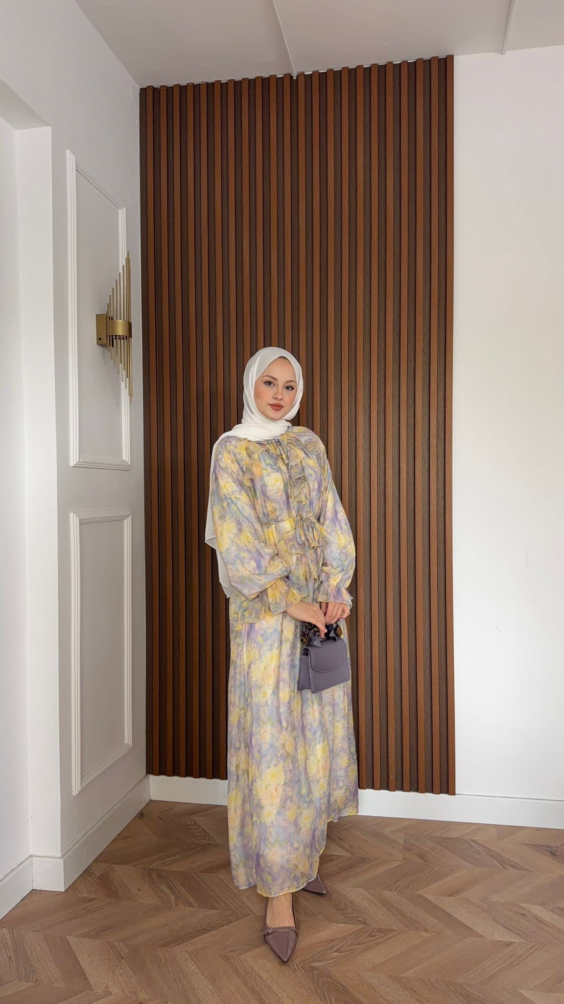 MEYSADESIGN DRESSES Sui Çiçek Desenli Elbise Lila