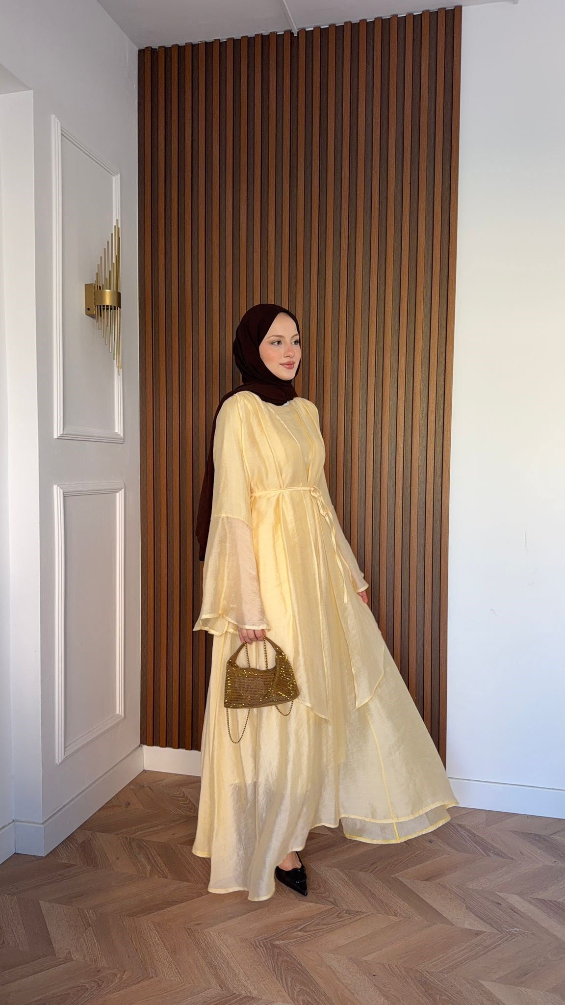 MEYSADESIGN ELBİSELER Tuba Vual Elbise Sarı
