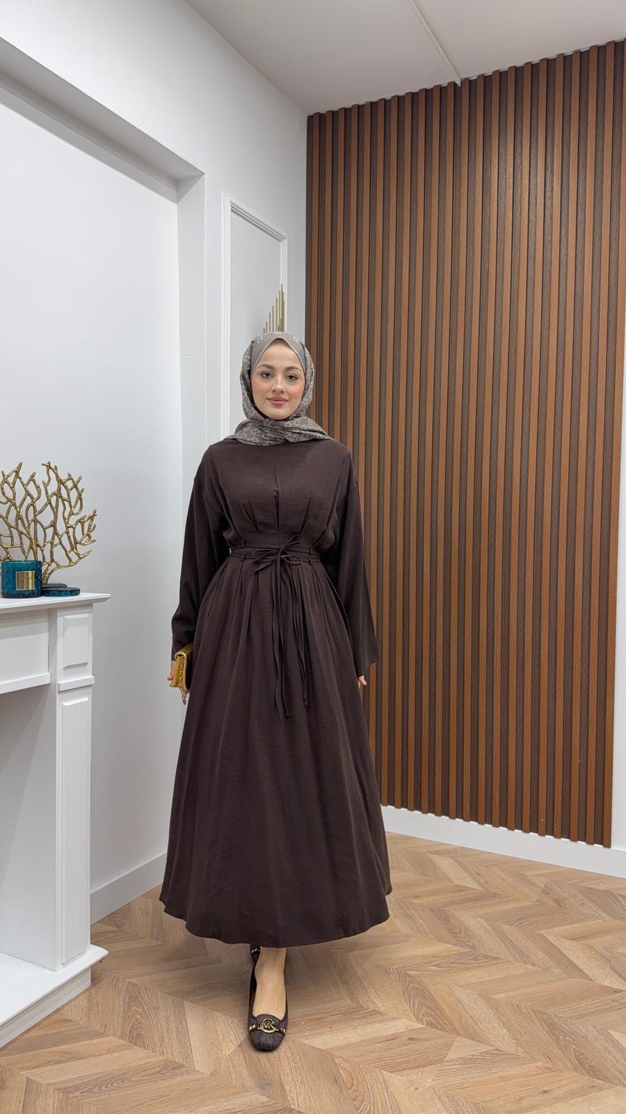 Vera Waist Detail Dress Brown