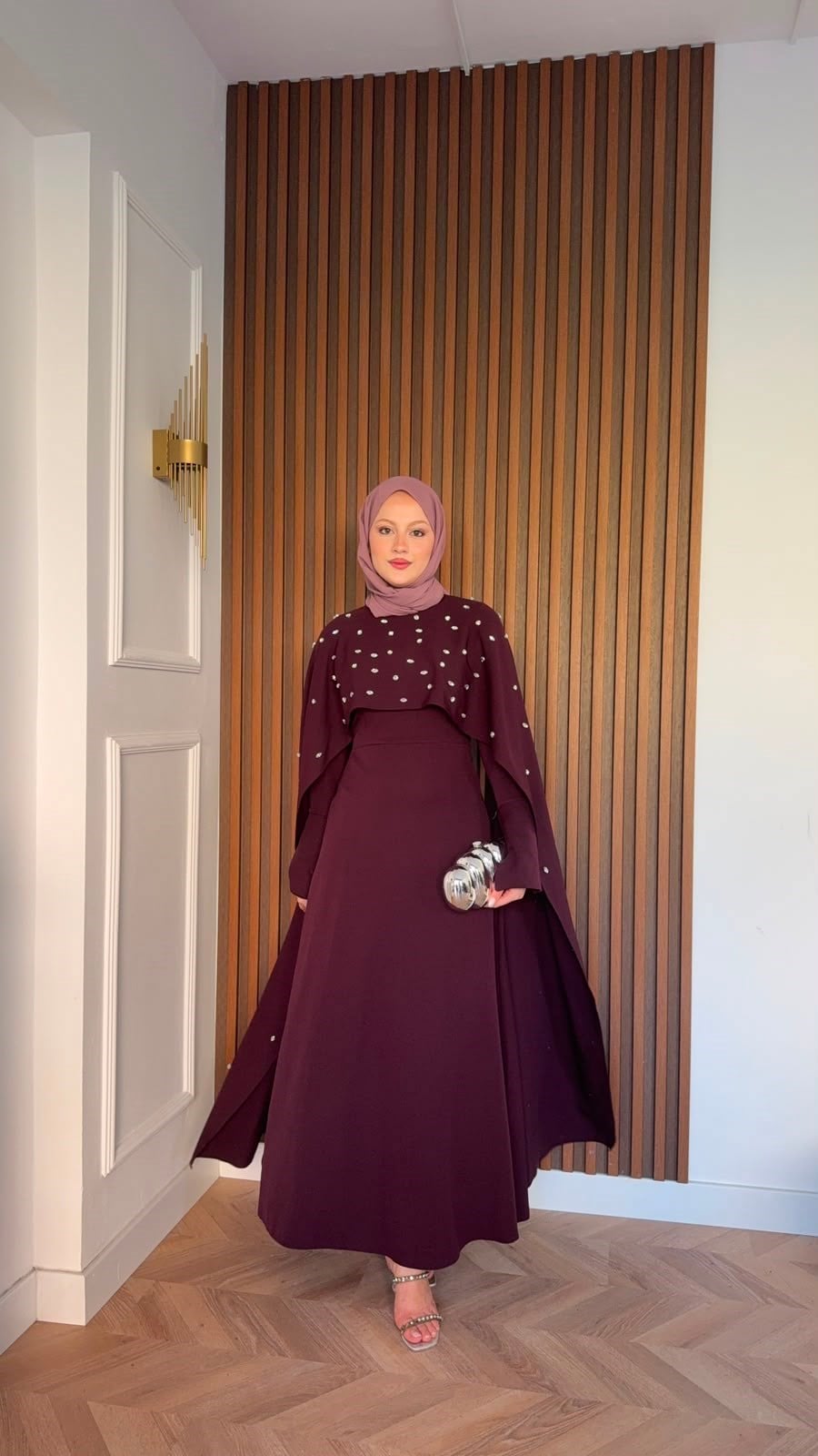 MEYSADESIGN ELBİSELER Yandan Önden Taşlı Abiye Bordo