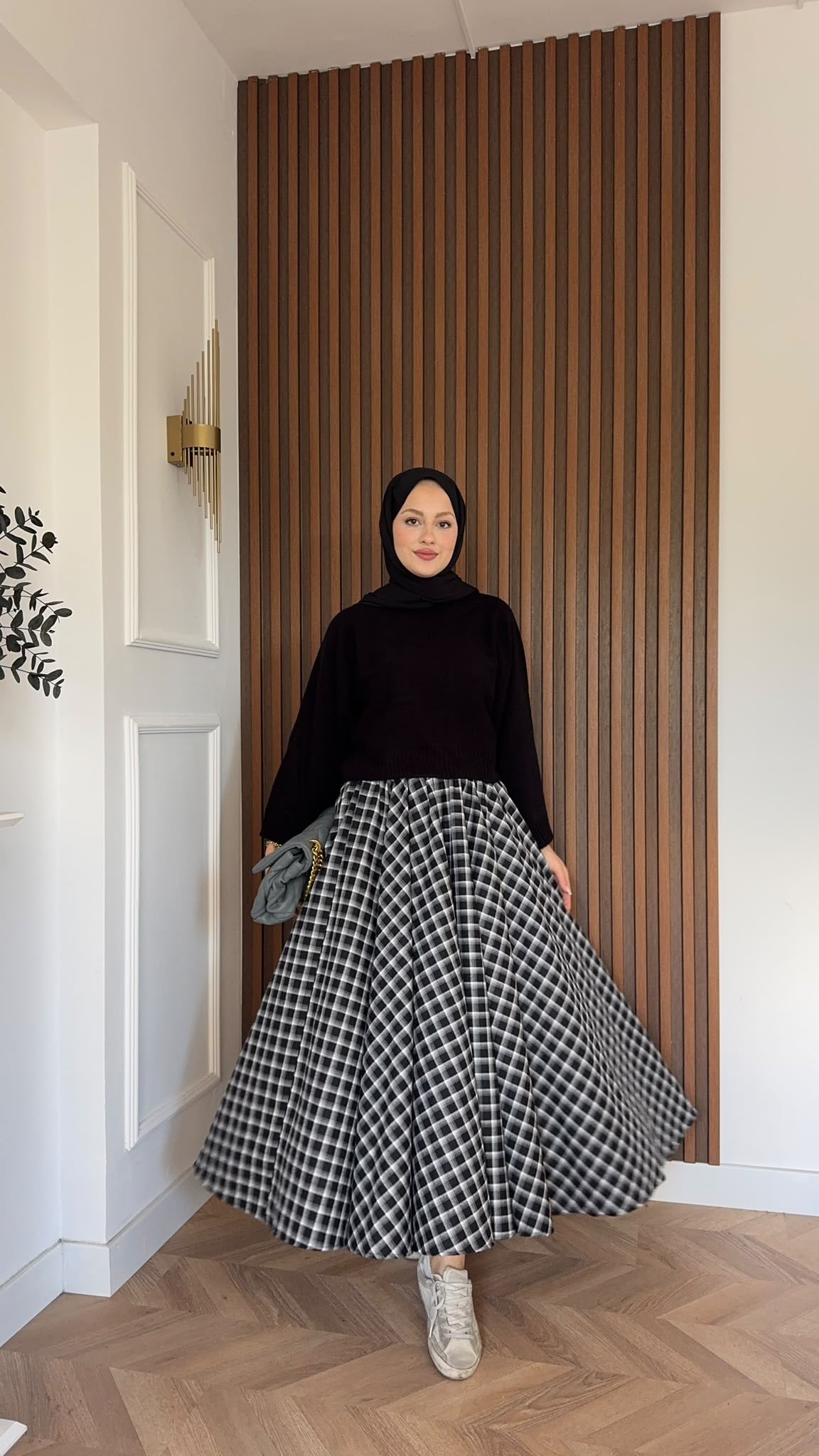 MEYSADESIGN ETEK Ekose Etek Siyah Desenli