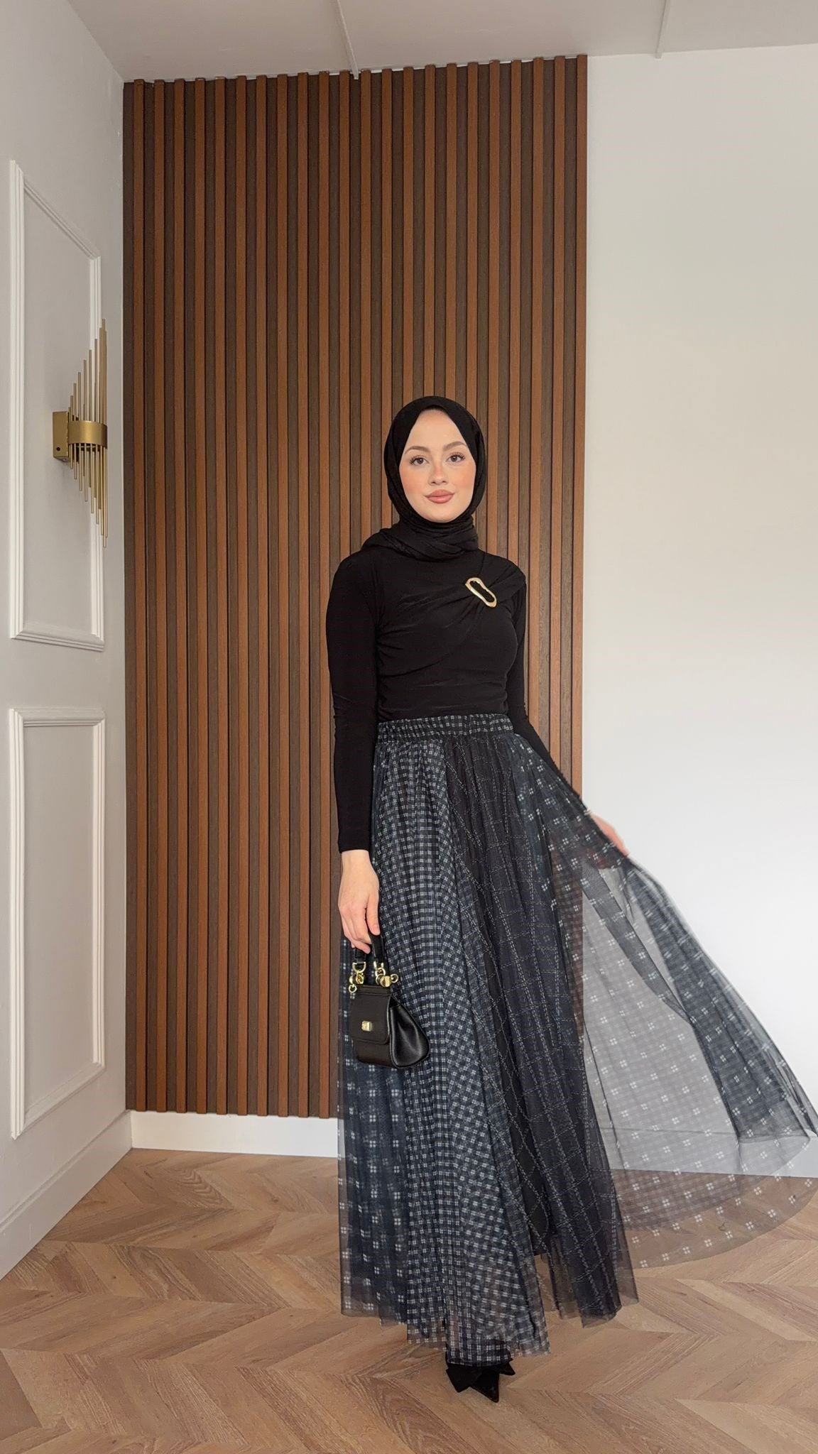 MEYSADESIGN SKIRTS Eva Ekoseli Tül Etek Siyah