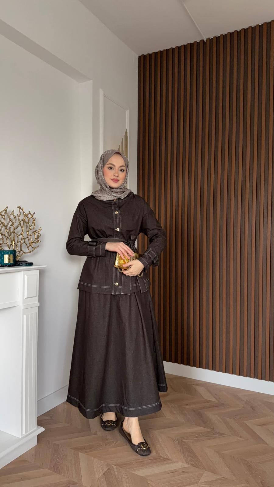 Alinda Skirt Set Brown