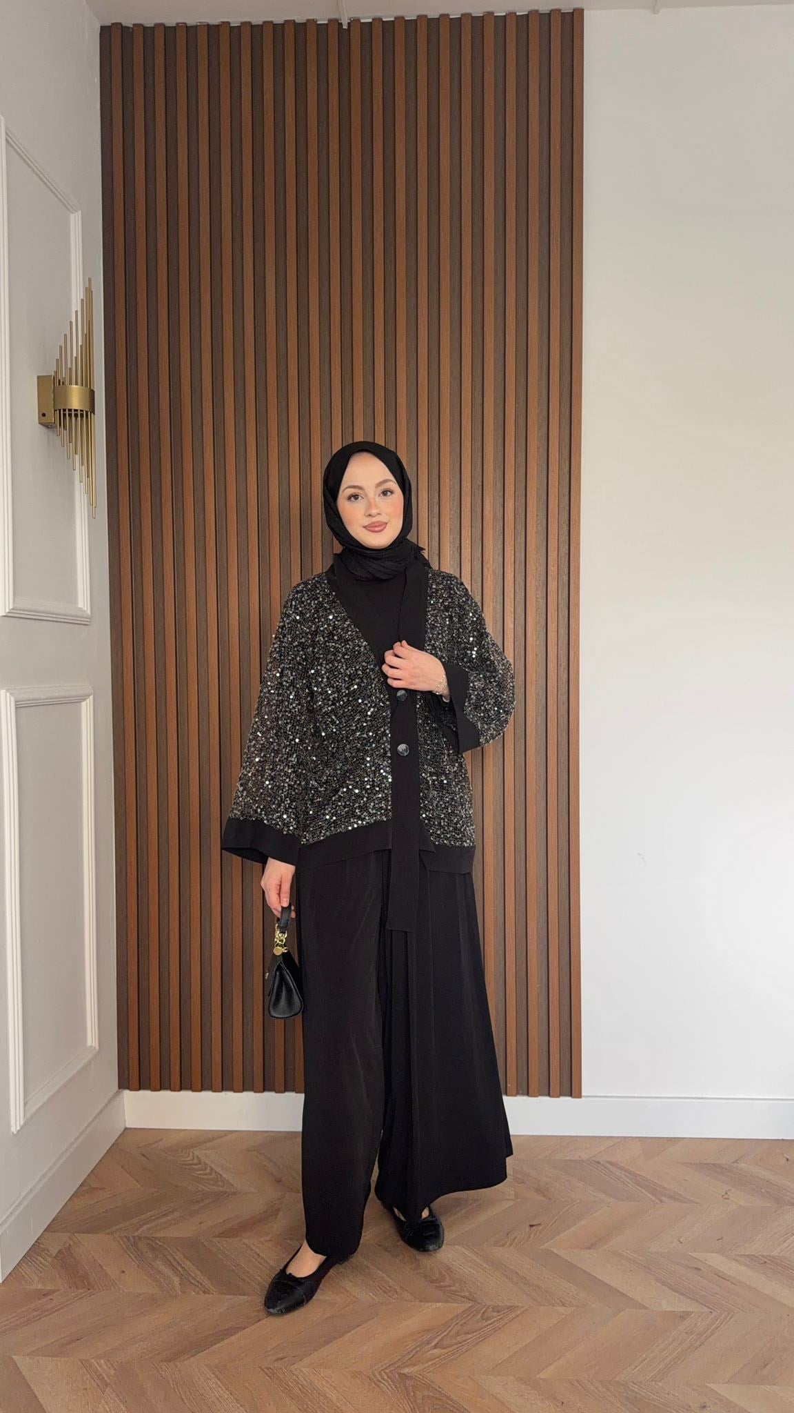 MEYSADESIGN SKIRT SETS Becca Payetli Sandy Üçlü Takım Siyah