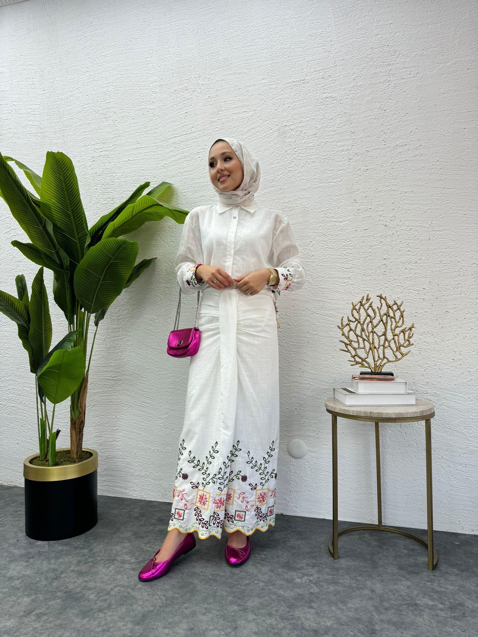 Floral Embroidery Embroidered Skirt Set