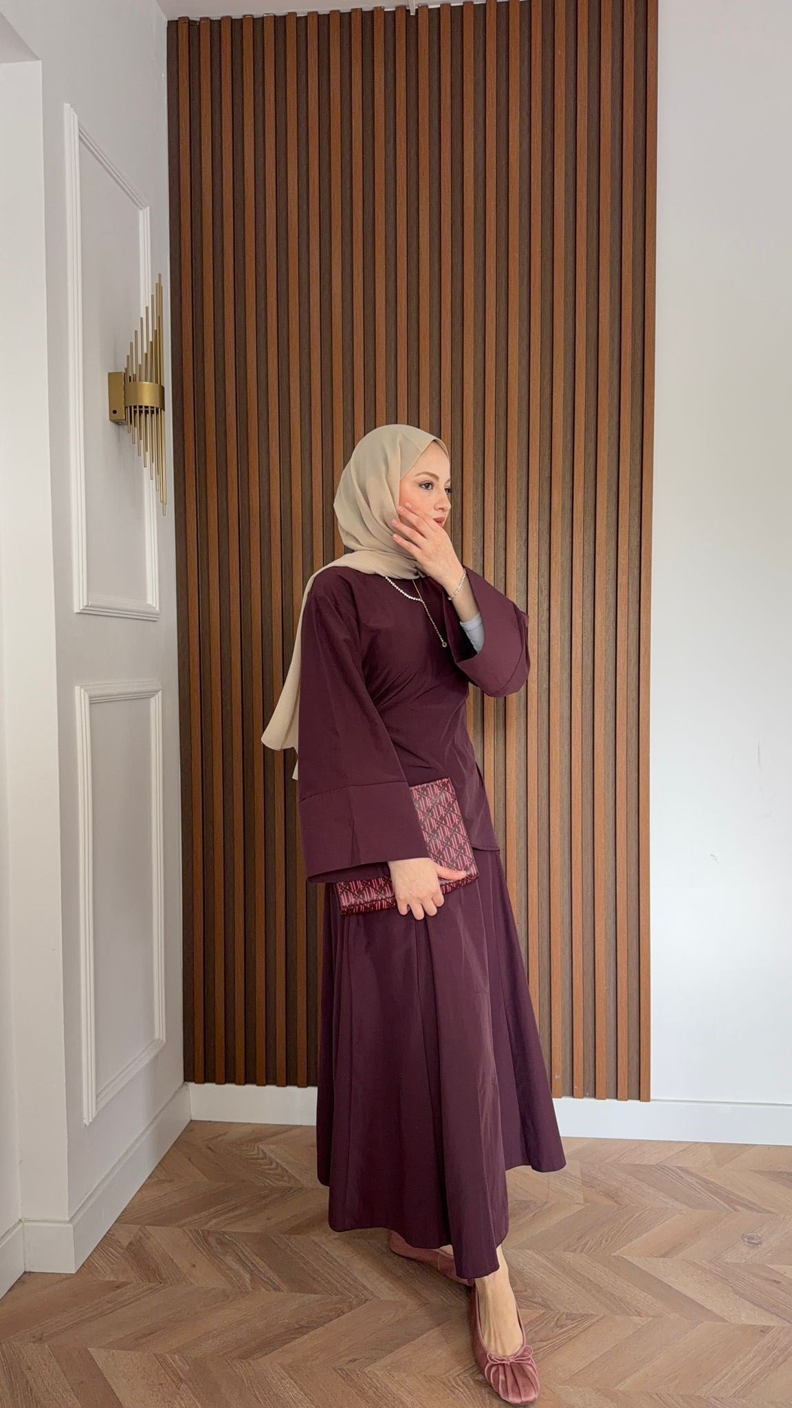 MEYSADESIGN ETEK TAKIM Hawai Asimetrik Etekli Takım Mürdüm