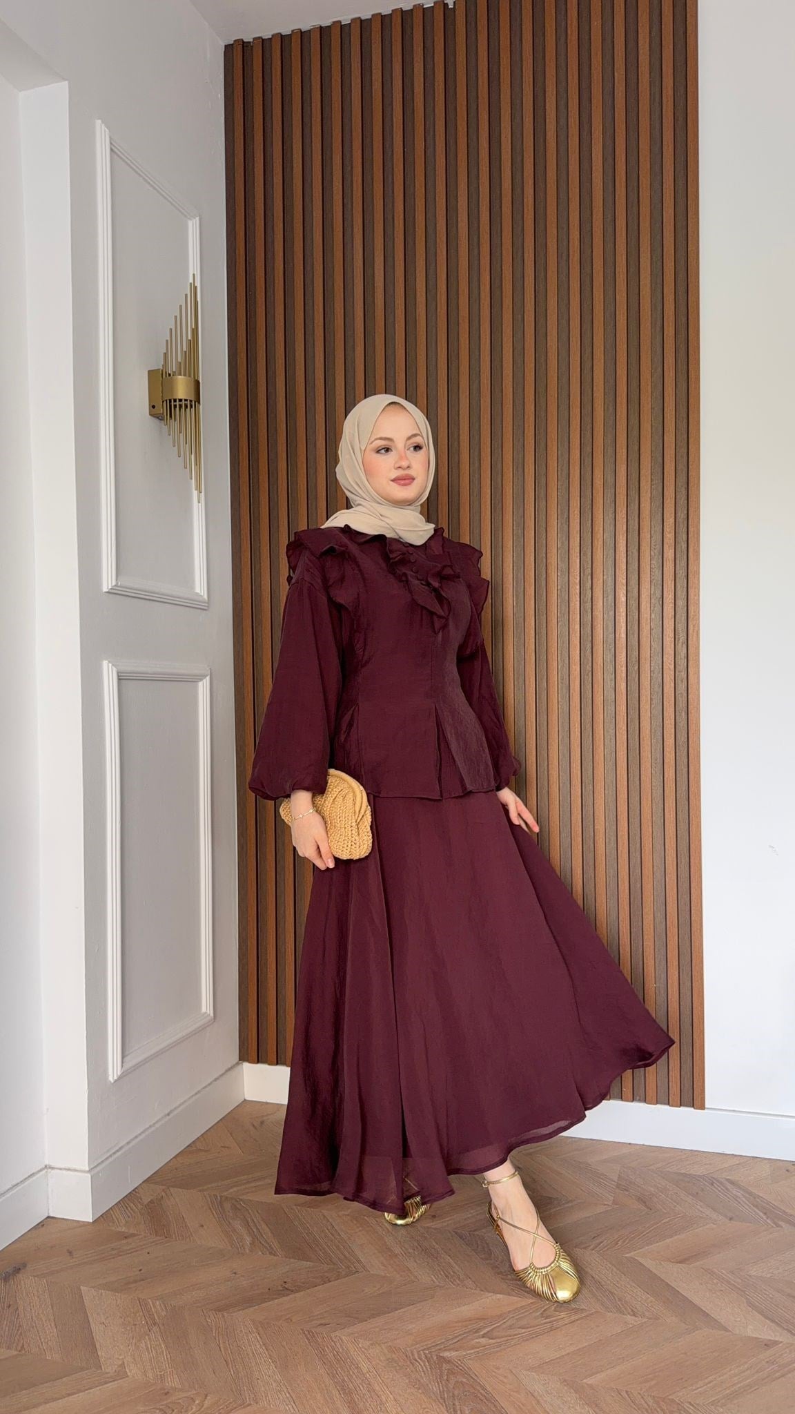 MEYSADESIGN ETEK TAKIM Hola Soft Tensel Etekli Takım Bordo