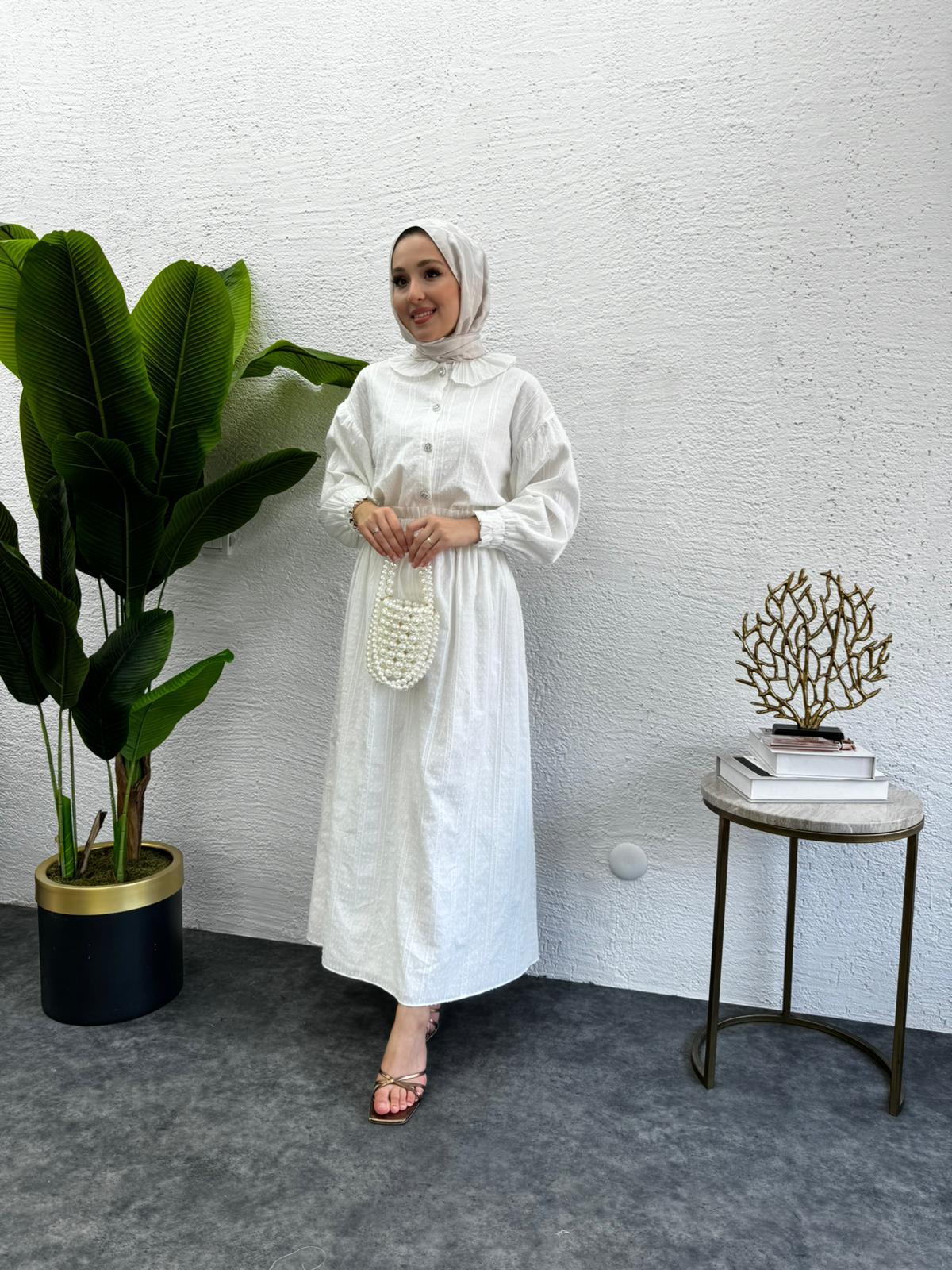 Shining Skirt Set White