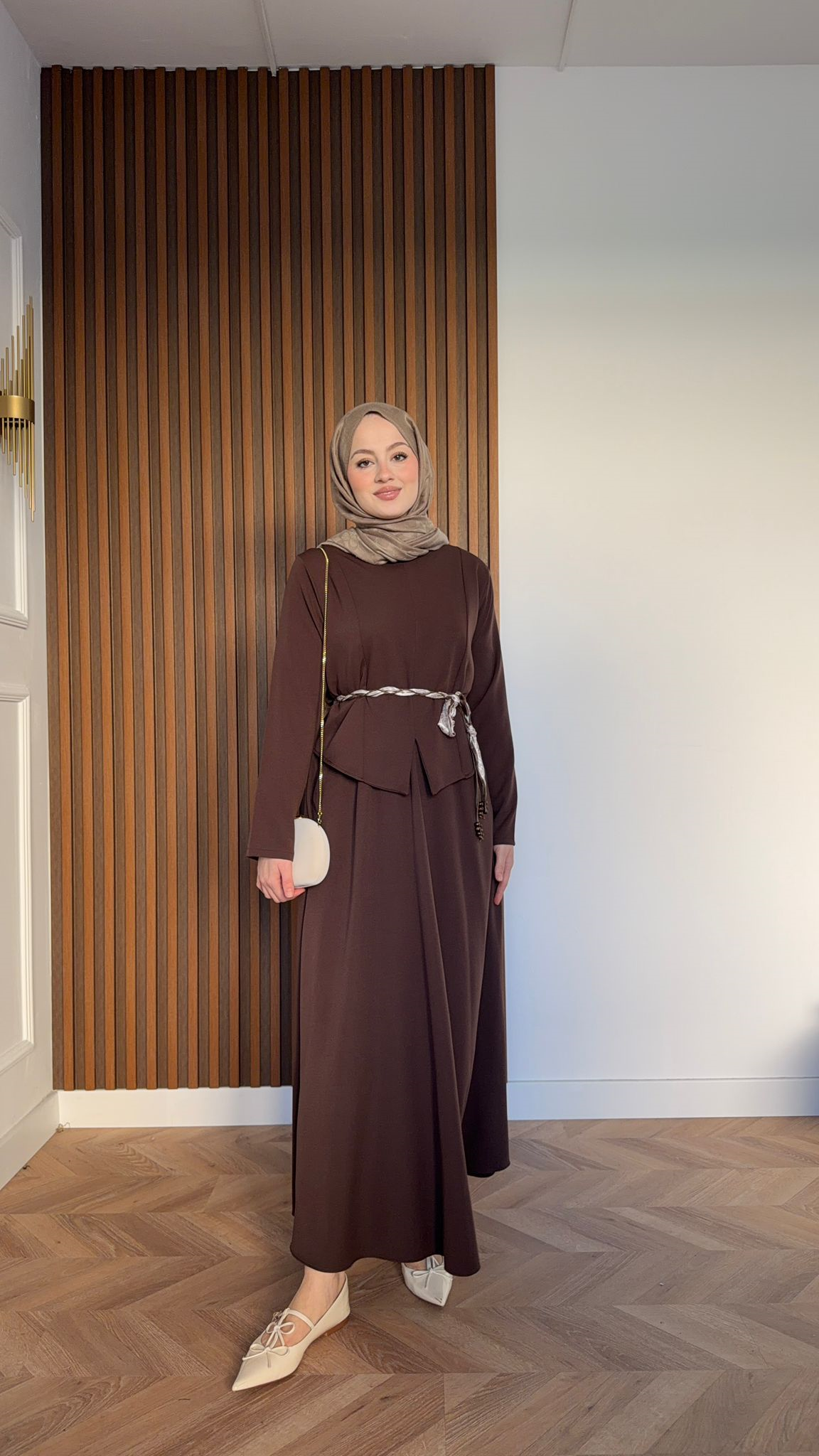 MEYSADESIGN SKIRT SETS Melissa Krep Etekli Takım Acı Kahve