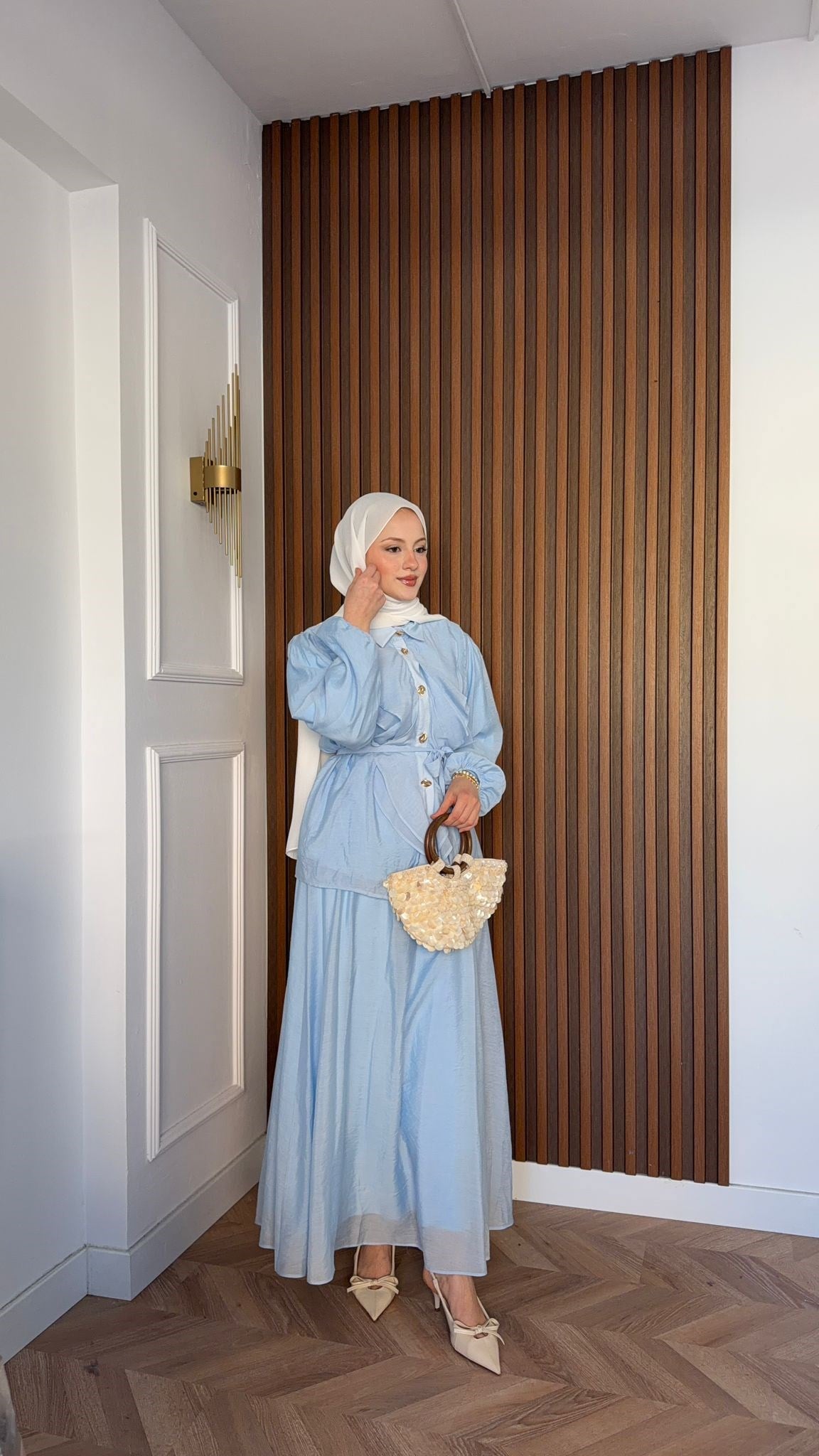 MEYSADESIGN ETEK TAKIM Nursu Fırfırlı Etekli Takım Bebe Mavisi