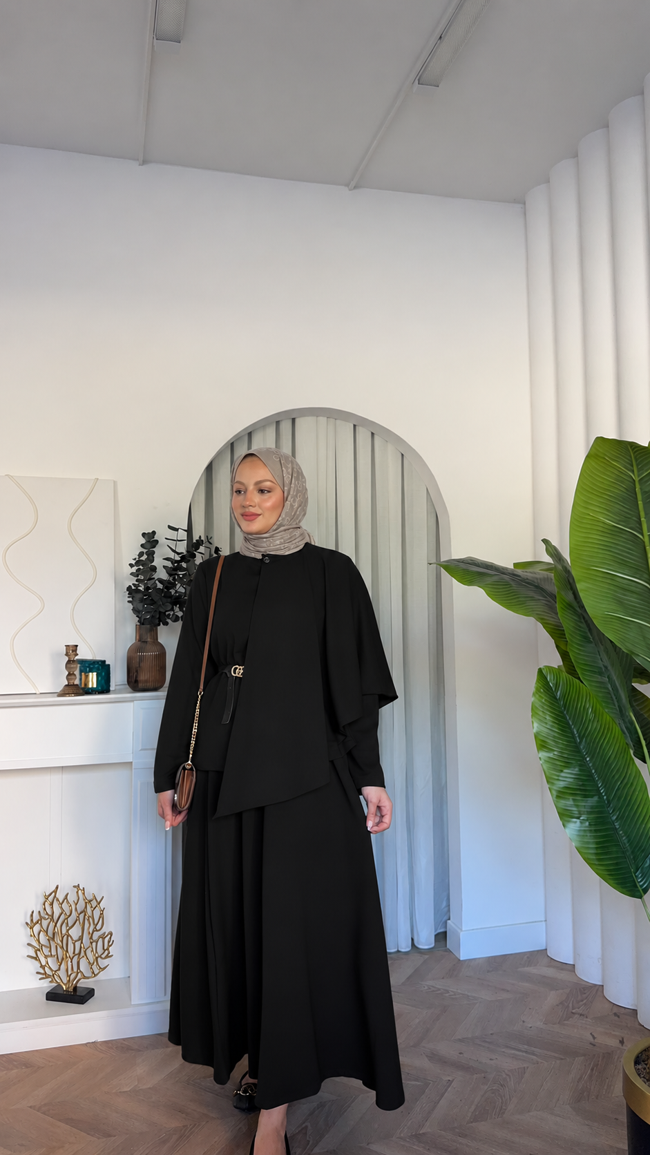 MEYSADESIGN ETEK TAKIM Omuzdan Şallı Oysh Etekli Takım Siyah