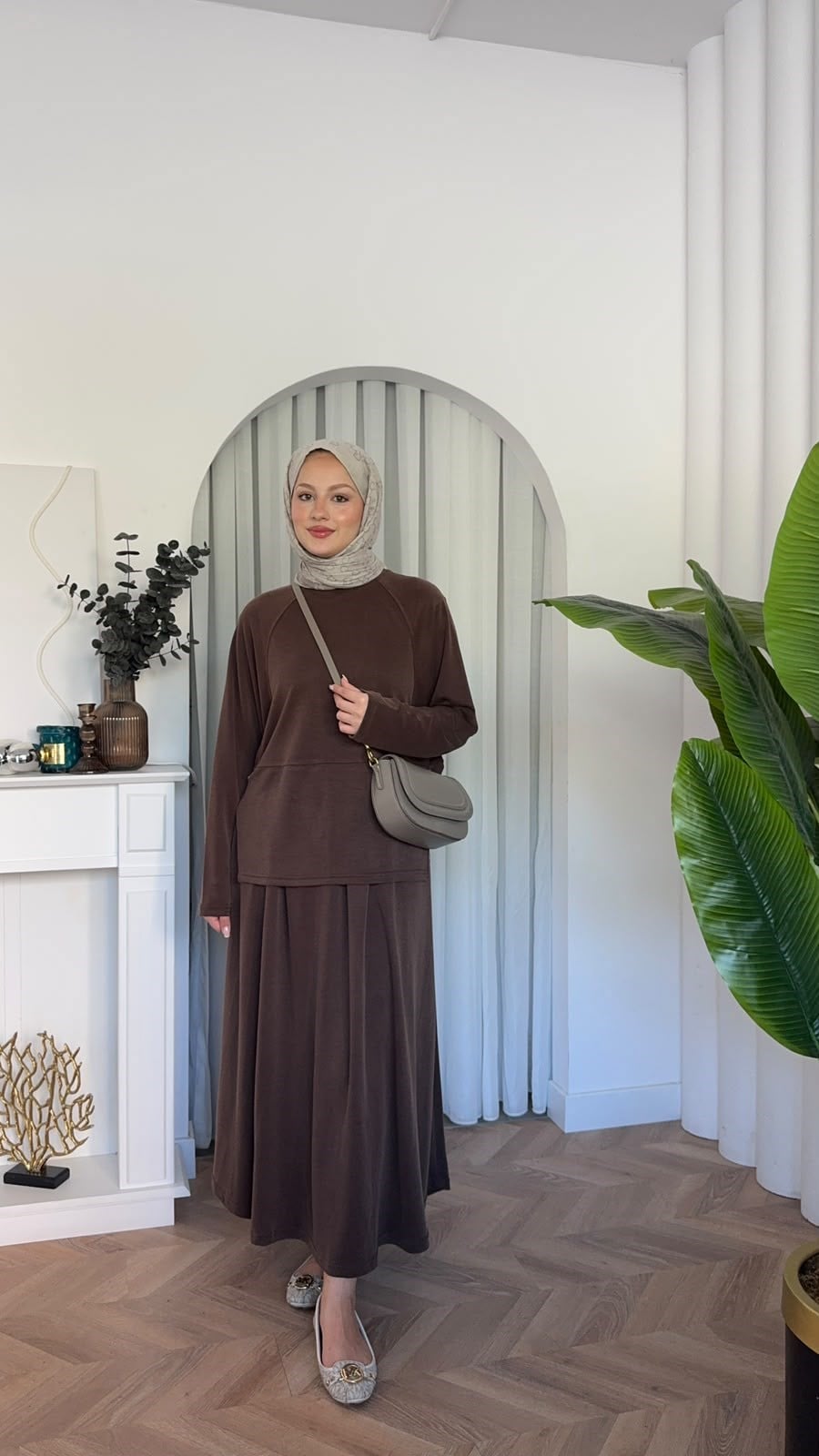 MEYSADESIGN ETEK TAKIM Safa Etekli Takım Acı Kahve