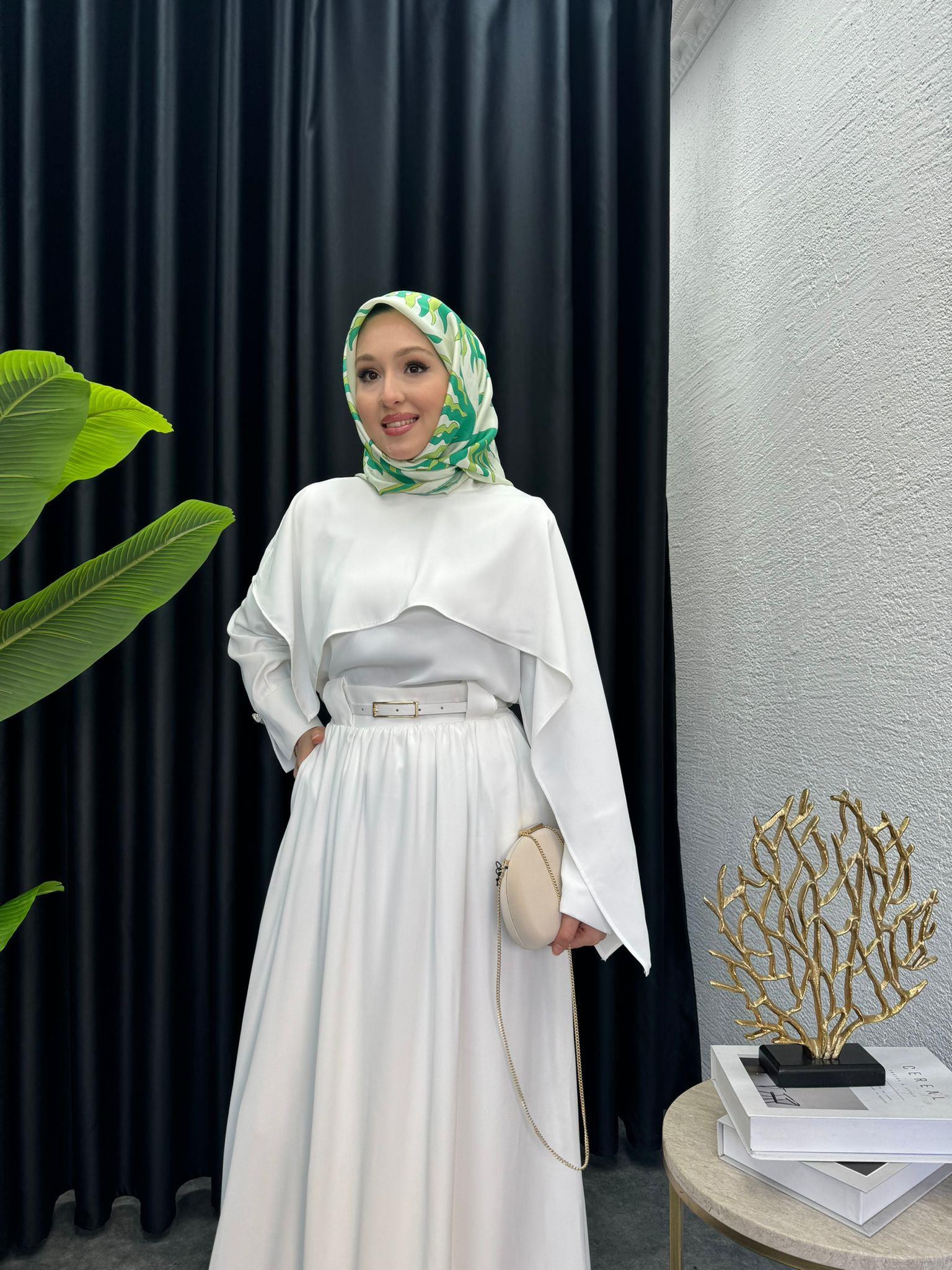 Sarah Crepe Skirt Set White