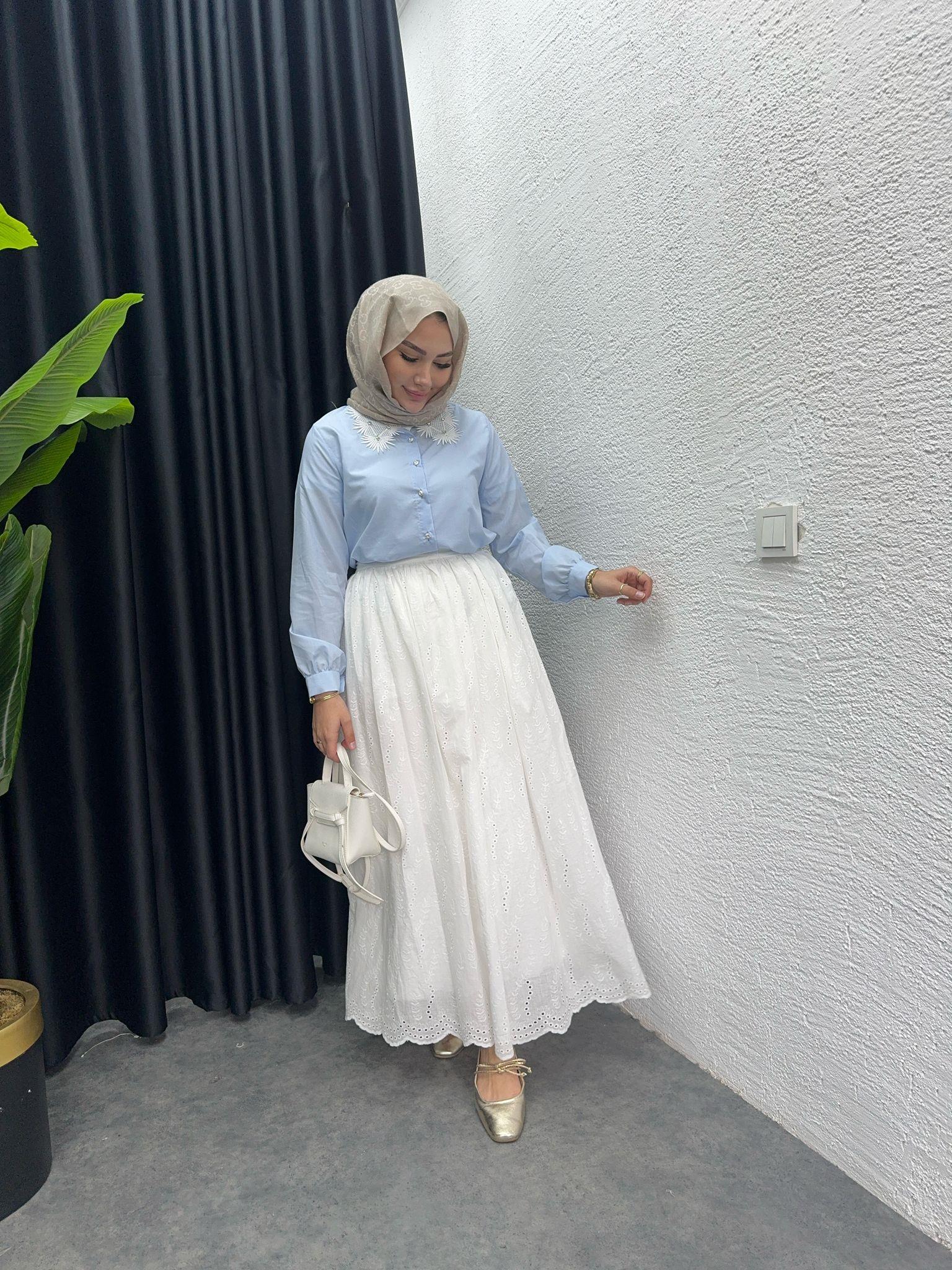 Collar Poplin Shirt Blue