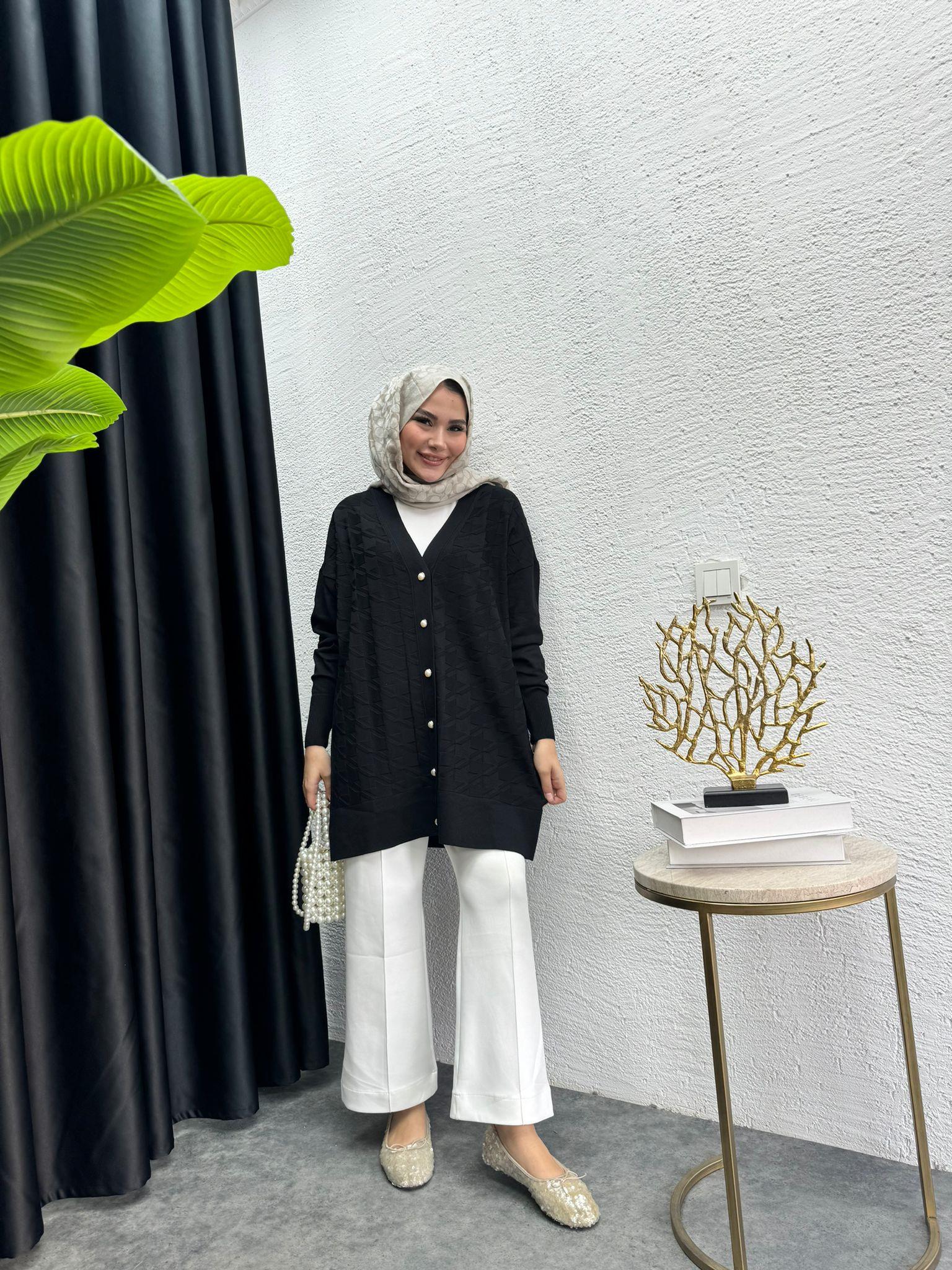 MEYSADESIGN HIRKA Kazayagı Merserize Hırka Siyah