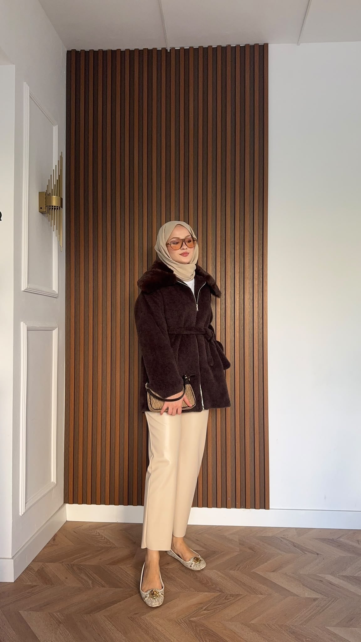 MEYSADESIGN KABAN Angora Kürk Kaban Acı Kahve