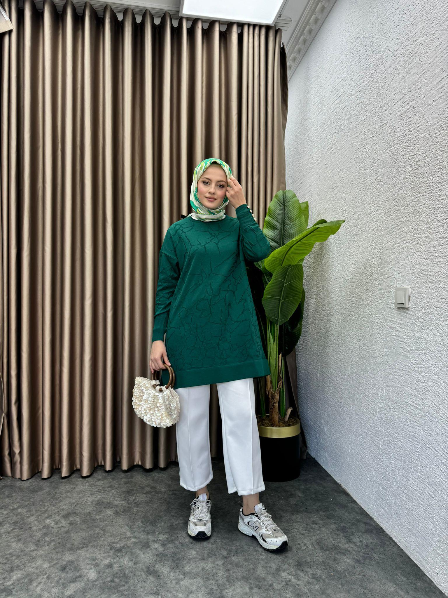 Patterned Merserized Tunic Emerald