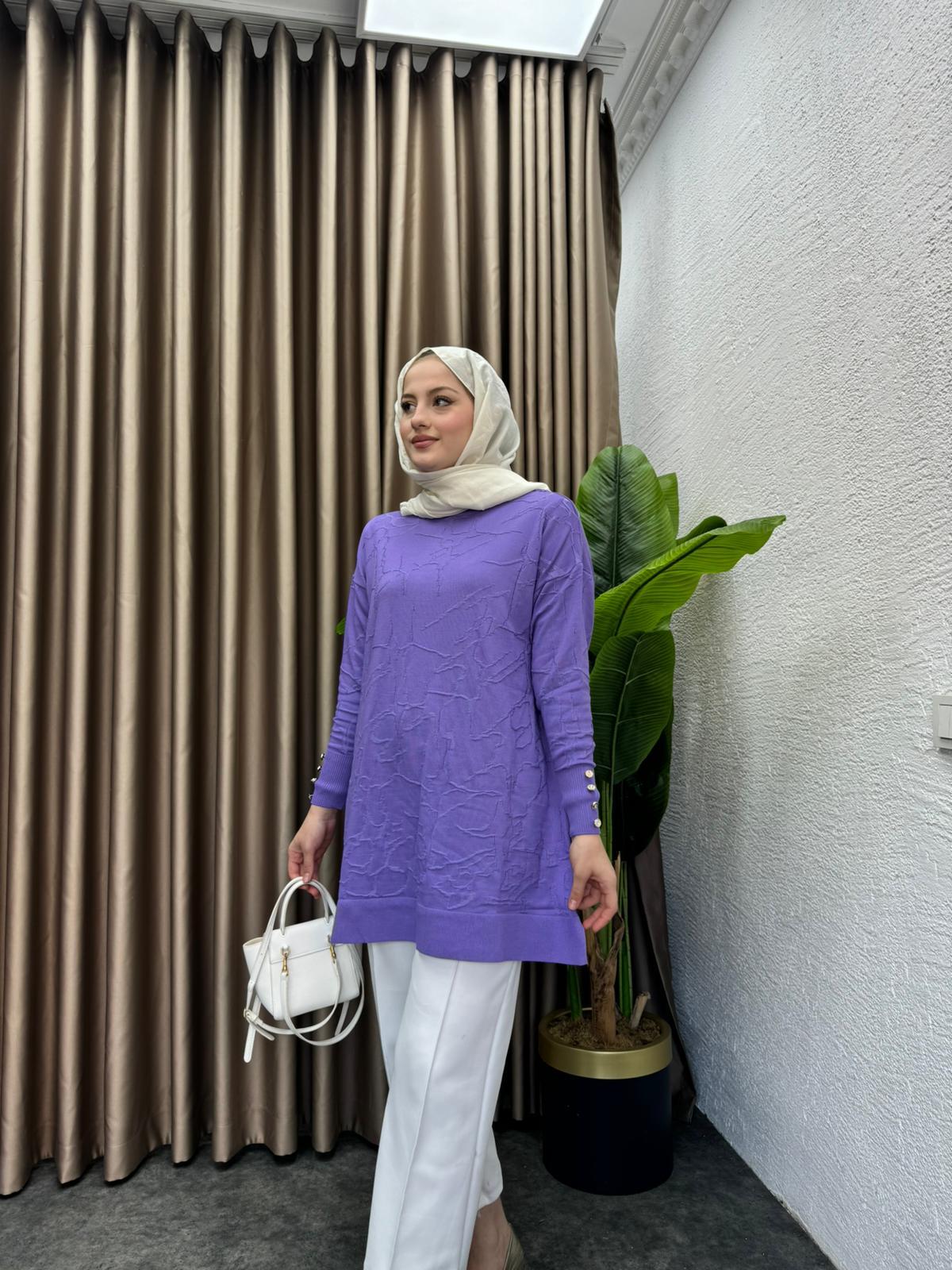 Patterned Merserized Tunic Lilacc