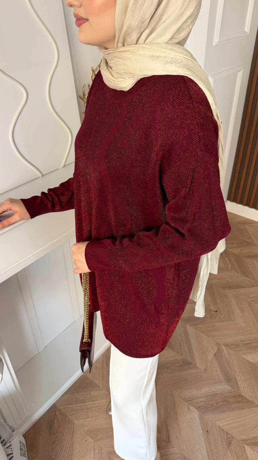 MEYSADESIGN MERSERIZED Droplu Zr Muadil Merserize Tuni Bordo