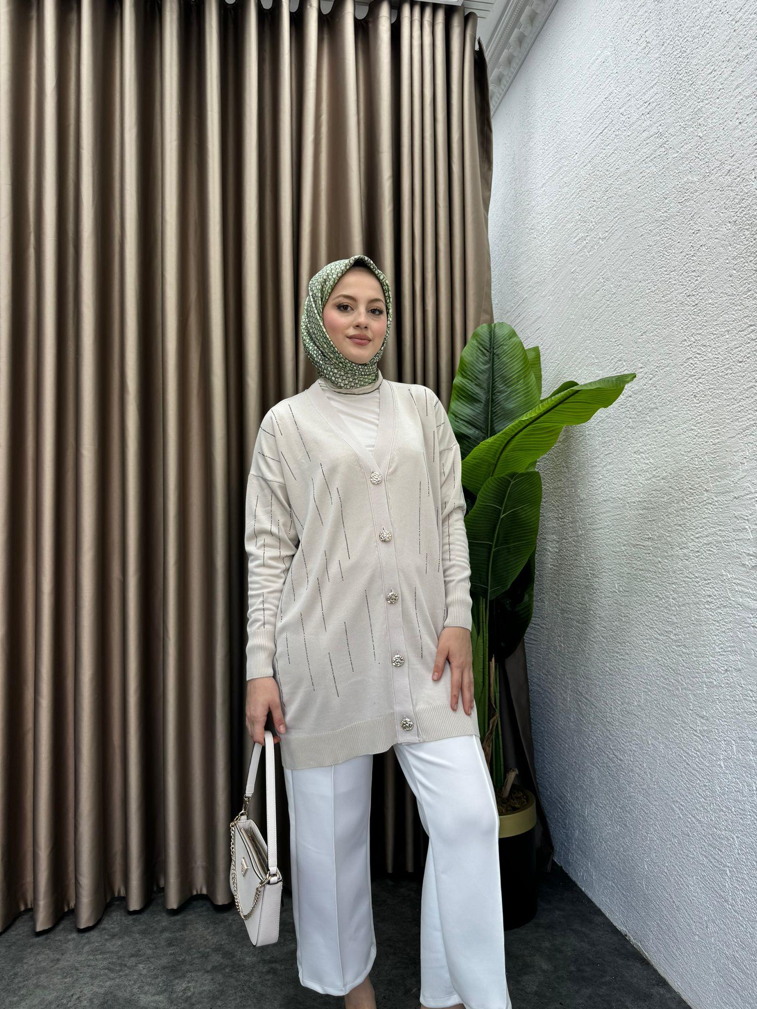 Shining Merserized Cardigan Beige