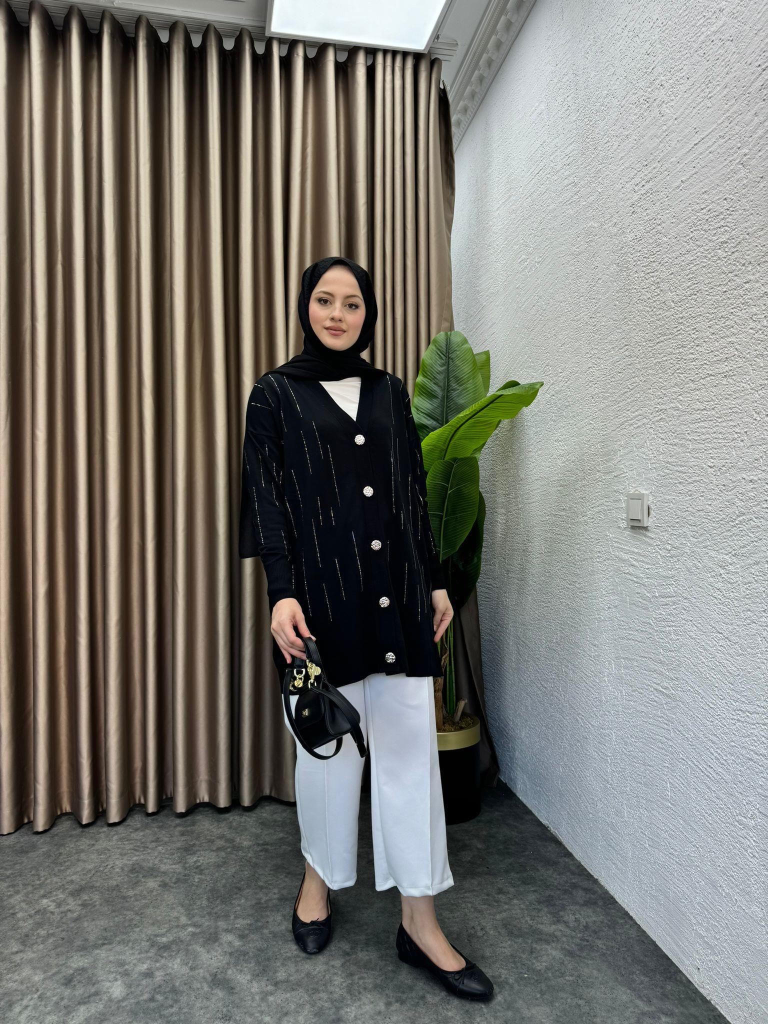 Shining Merserized Cardigan Black