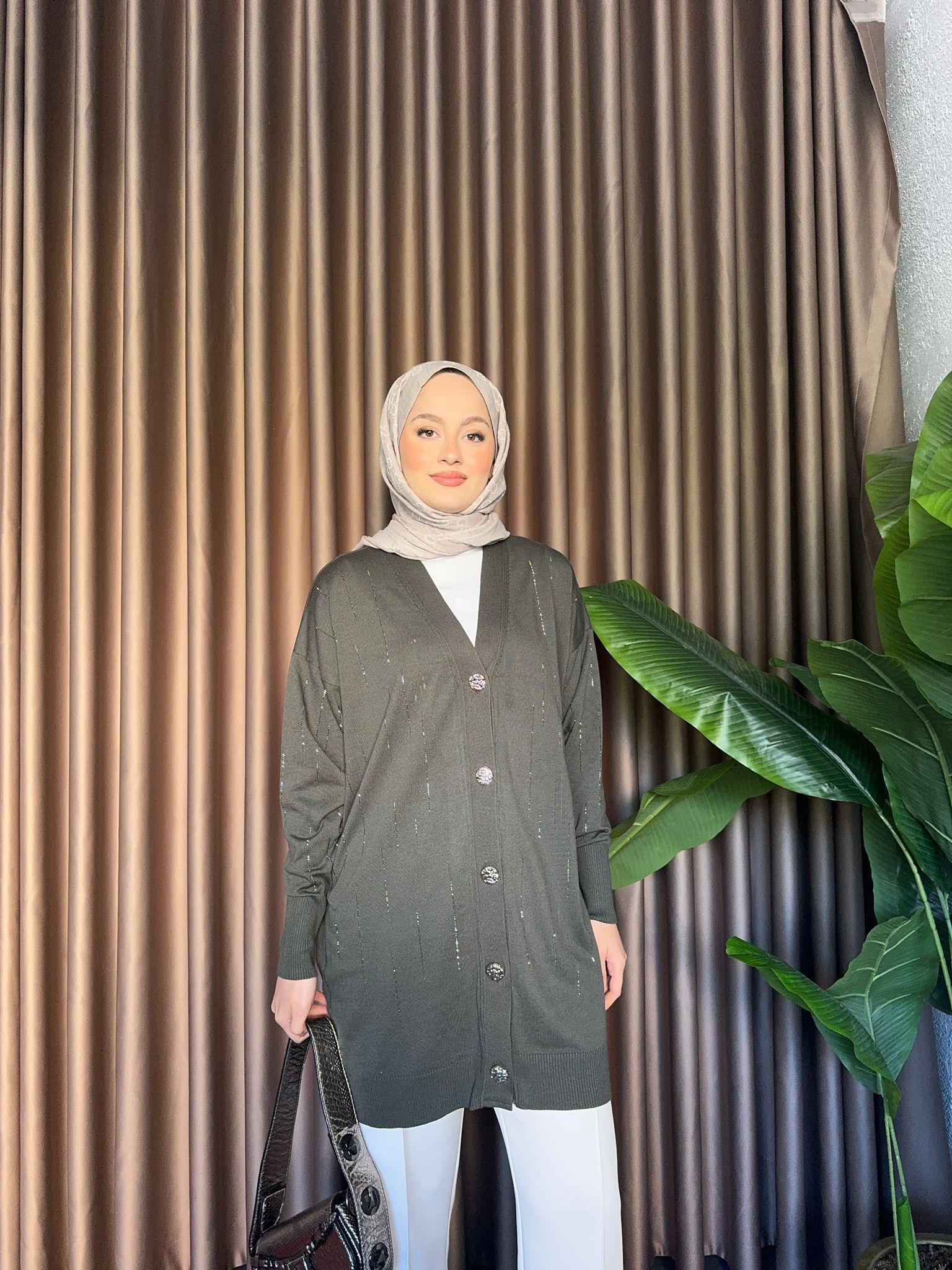 Shining Merserized Cardigan Khaki