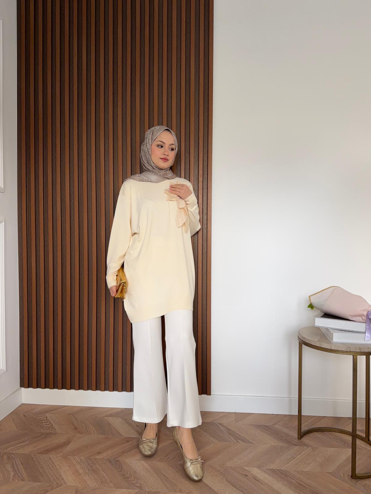 Mora Floral Merserized Tunic Beige