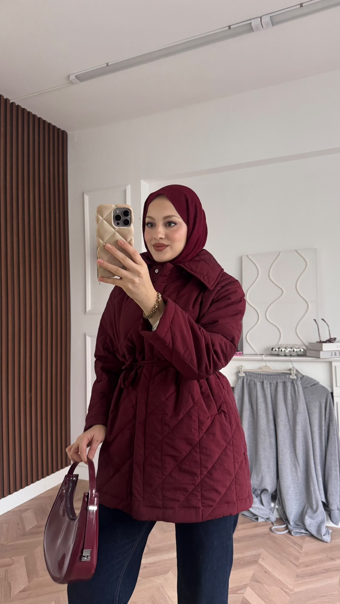 MEYSADESIGN MONT Kapitone Şişme Mont Bordo