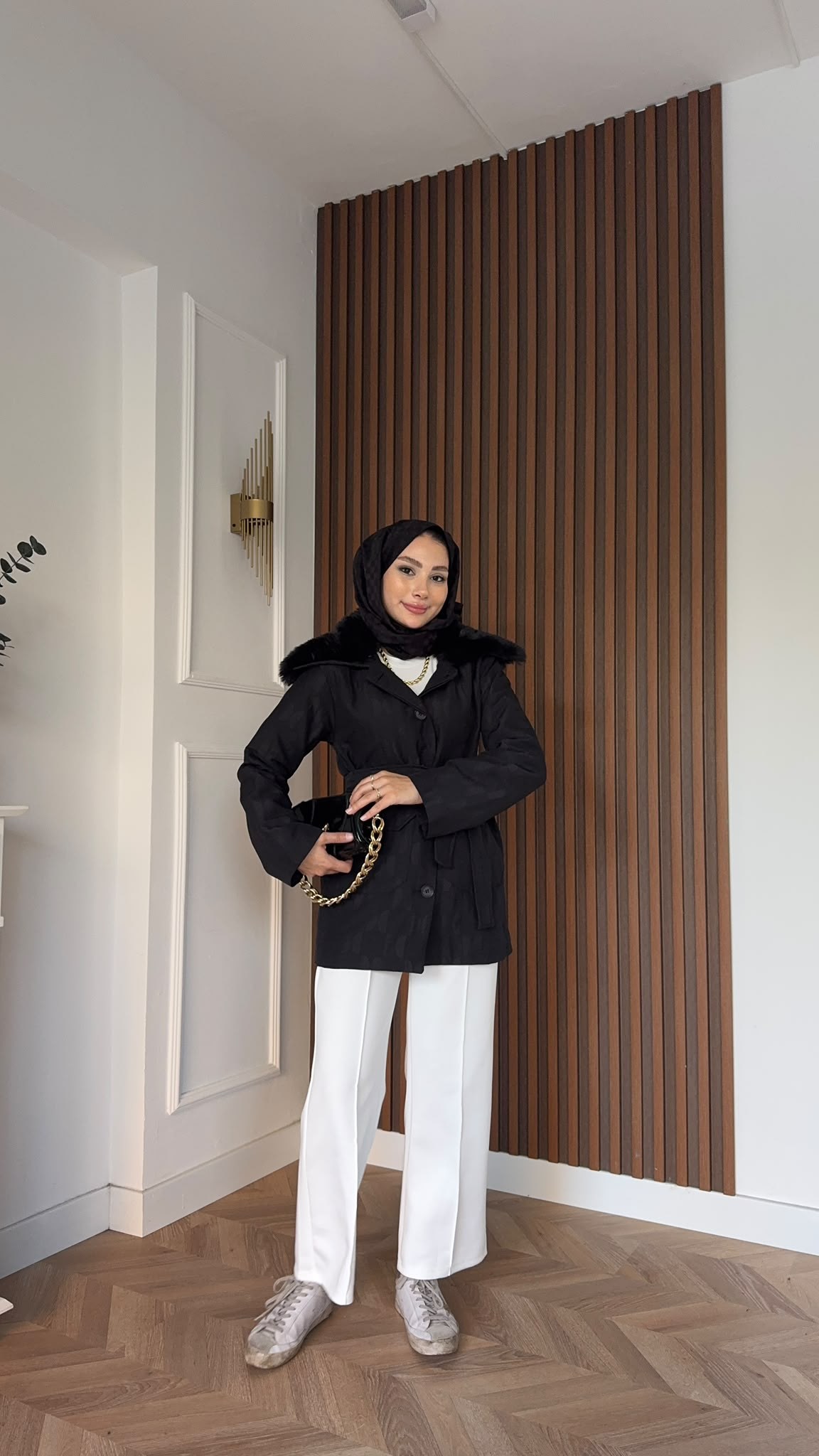 MEYSADESIGN MONT Mia Seyyar Kürk Yakalı Mont Siyah