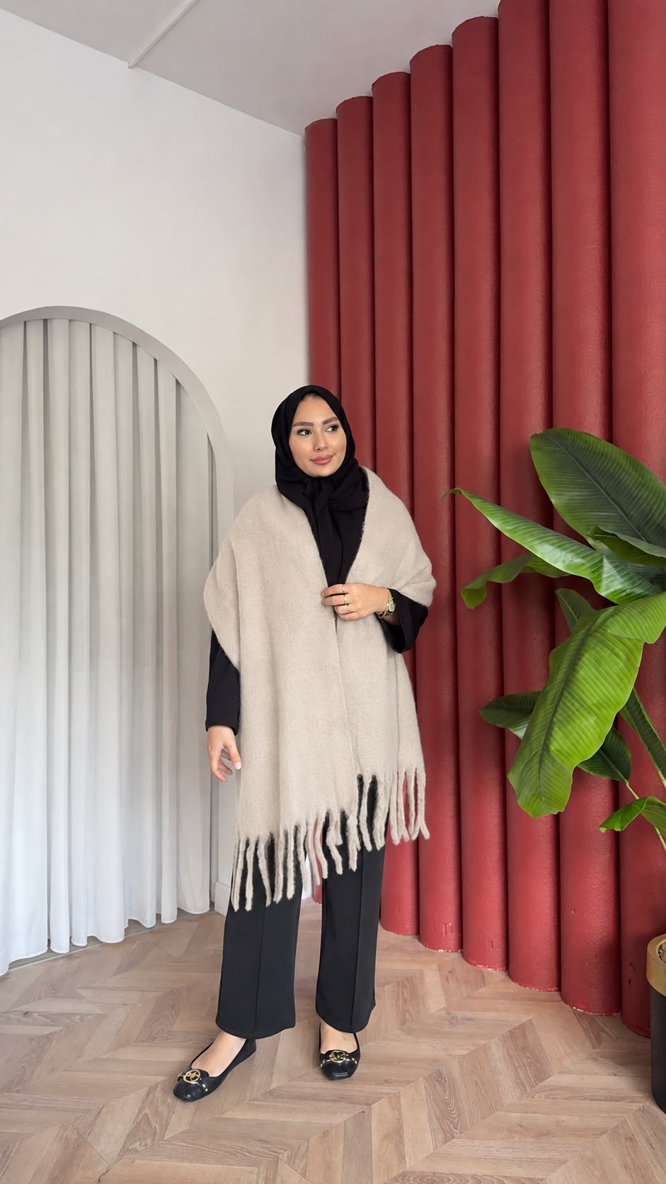 MEYSADESIGN OMUZ ATKISI Düz Angora Atkı Krem