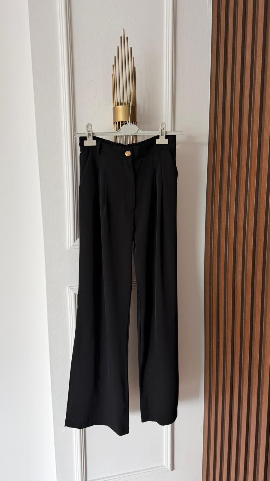 Pleated Palazzo Trousers Black