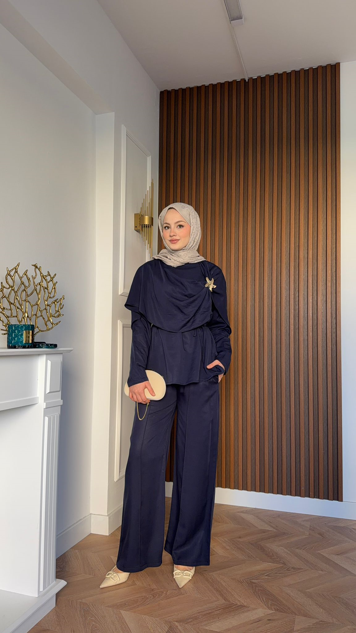 MEYSADESIGN TROUSER SETS Ales Deniz Yıldızı Broşlu Takım Lacivert