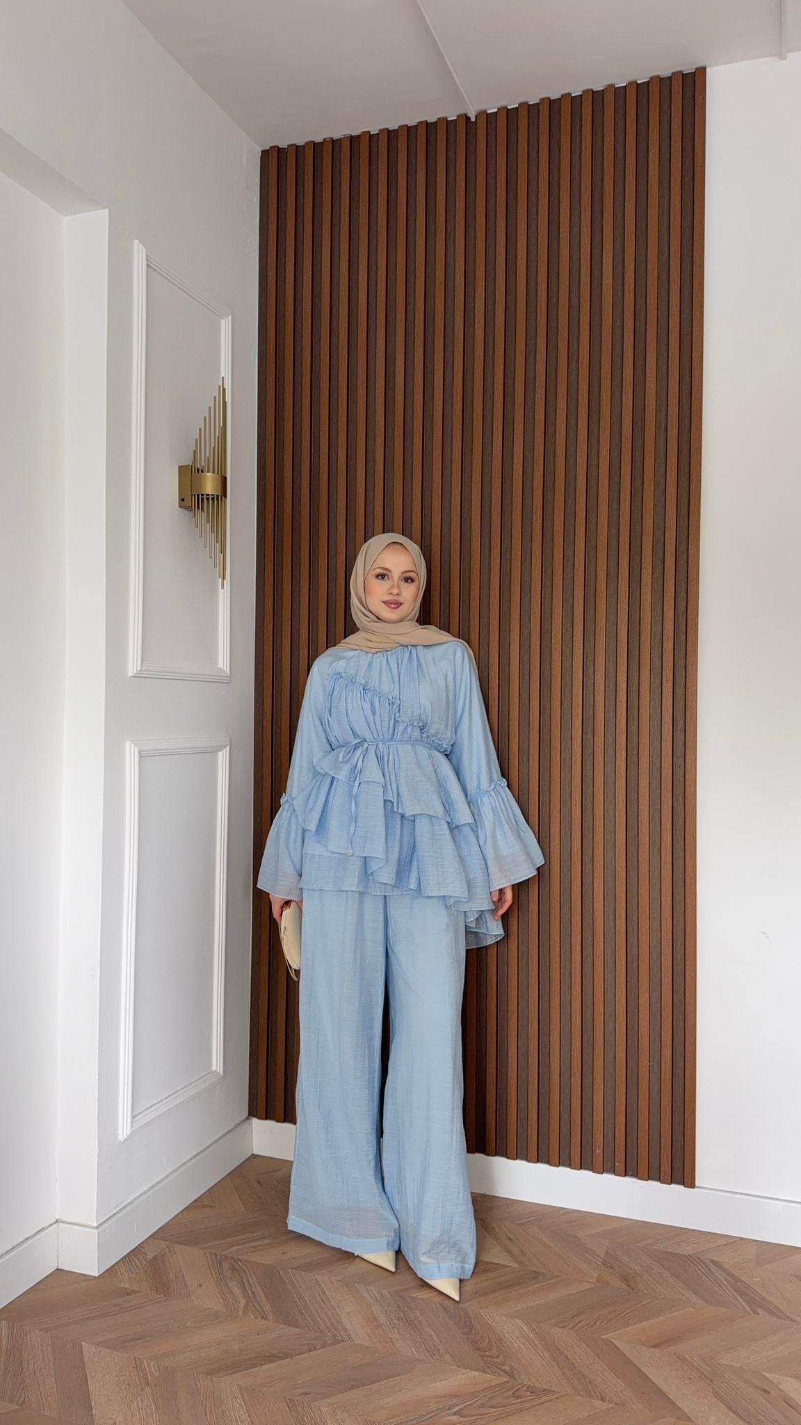 MEYSADESIGN PANTOLON TAKIM Bali Katkat Tül Model Takım Bebe Mavisi