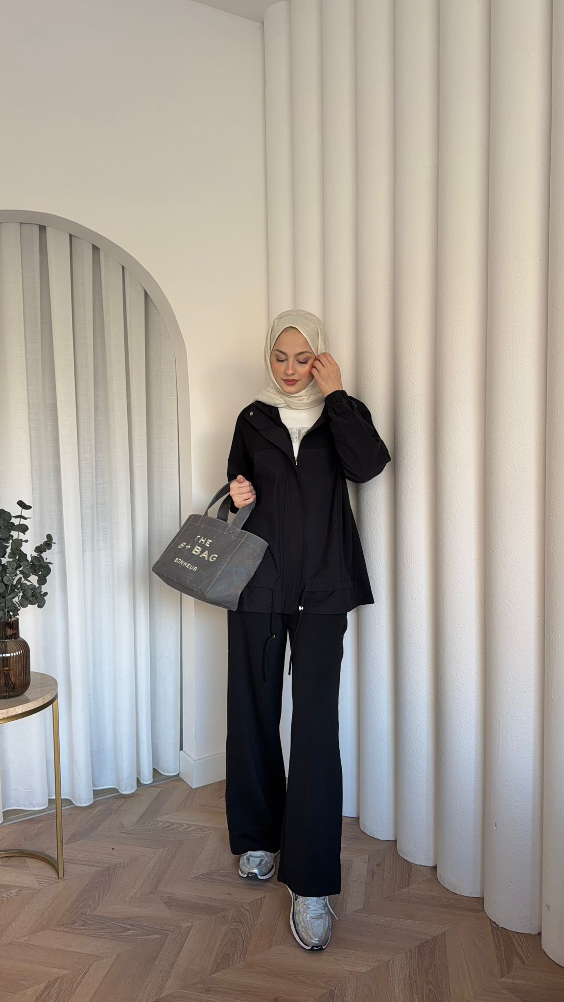 MEYSADESIGN TROUSER SETS Bihter Nervürlü İkili Takım Siyah
