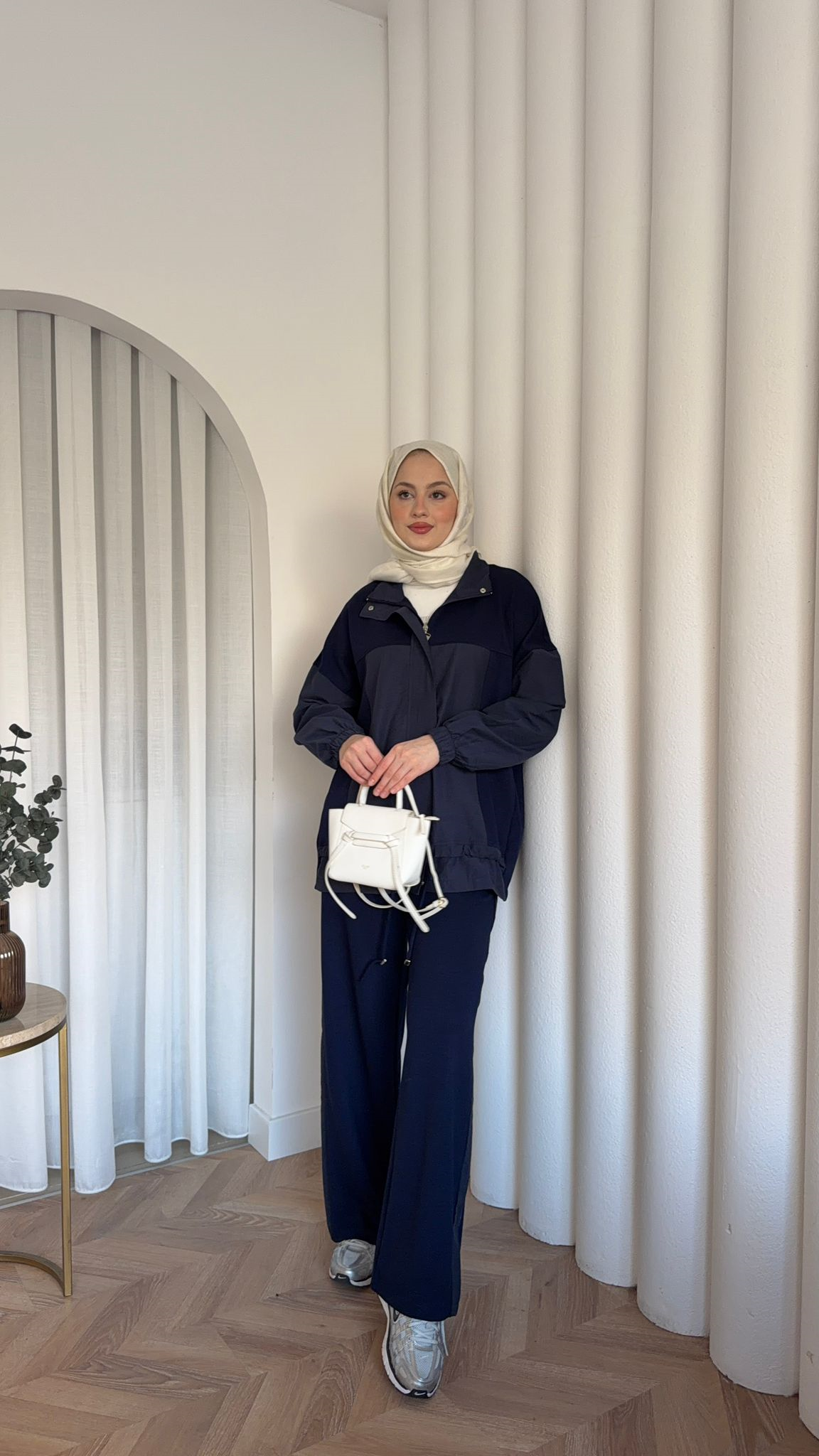 MEYSADESIGN TROUSER SETS Bihter Nervürlü İkili Takım Lacivert