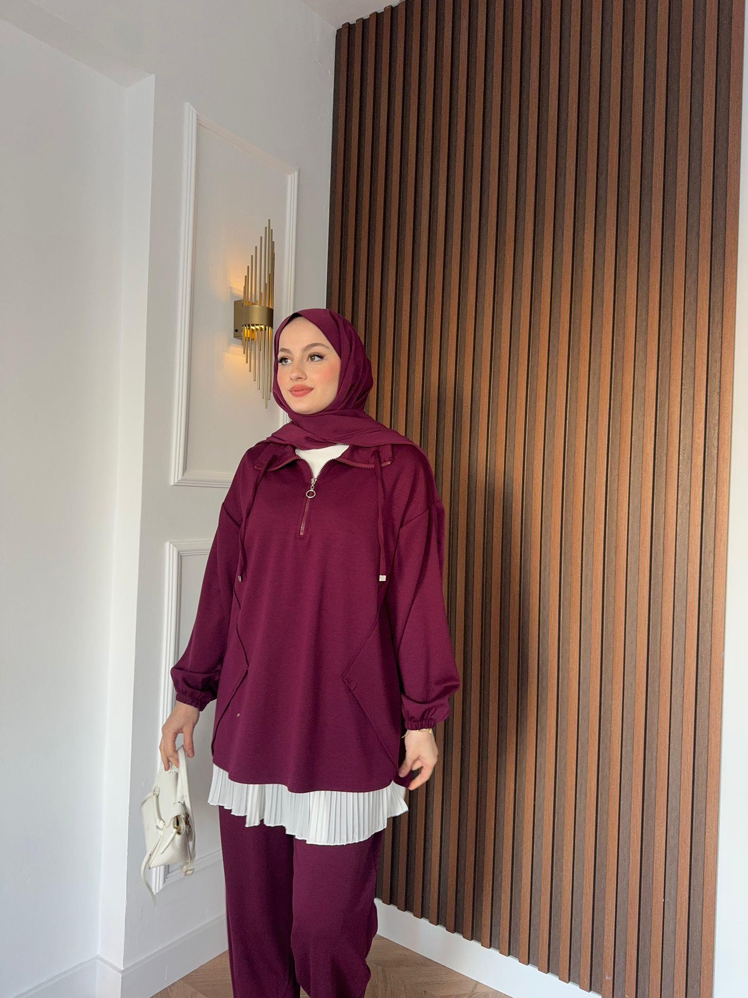 Ankle Length Oysh 2-Piece Set Burgundy