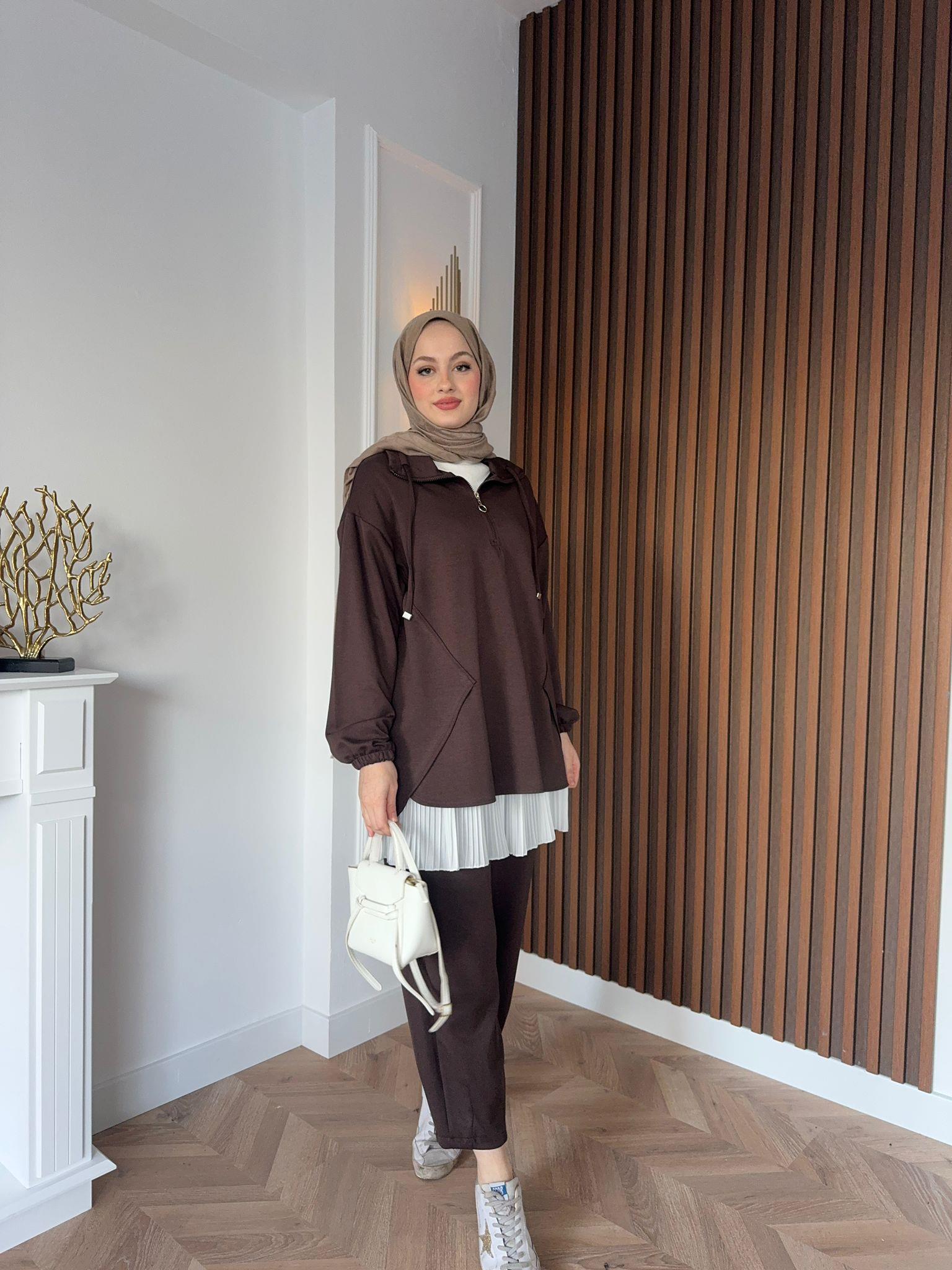 Ankle Length Oysh 2-Piece Set Brown