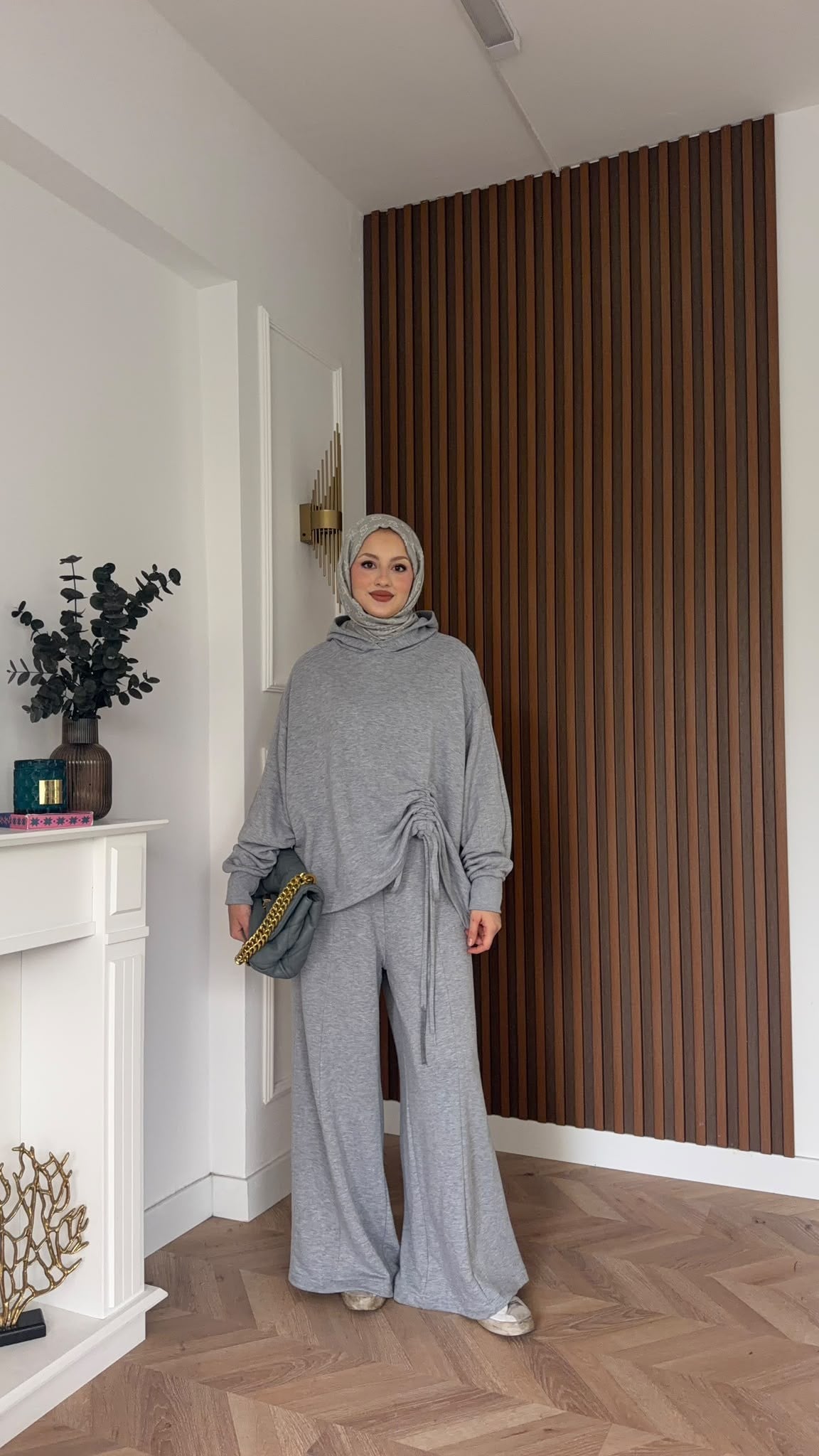 MEYSADESIGN PANTOLON TAKIM Büzgülü Eşofman Takımı Gri