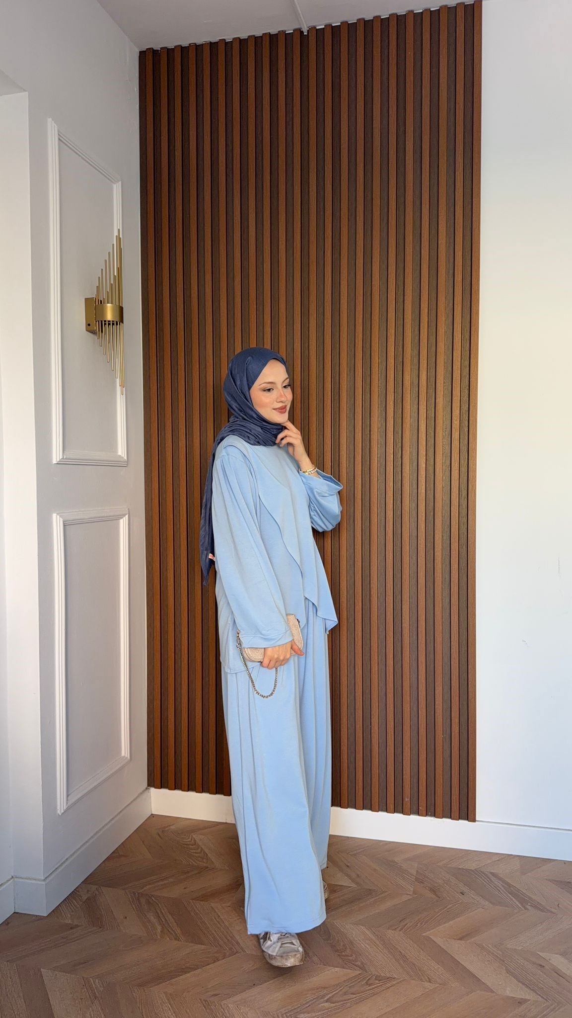 MEYSADESIGN PANTOLON TAKIM Çapraz Oysh İkili Takım Bebe Mavisi